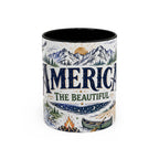 America the Beautiful Coffee Mug | Patriotic USA Gift | Accent Color Ceramic 11oz 15oz