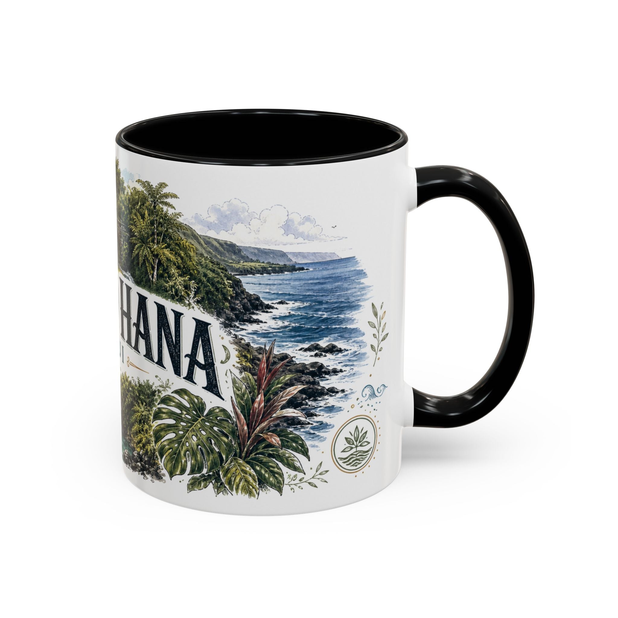Road to Hana Mug, Maui Travel Souvenir, Bucket List Gift, Accent Ceramic Coffee Mug 11oz 15oz