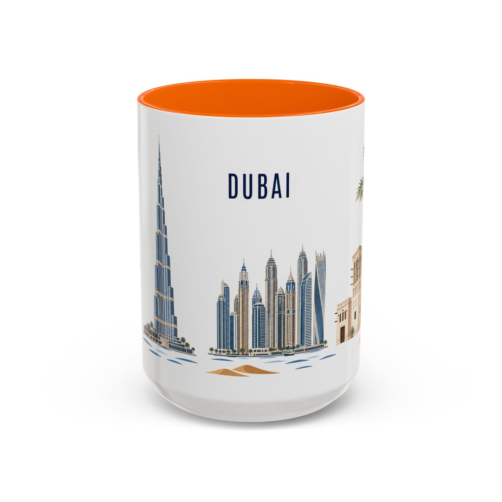 Dubai Coffee Mug | United Arab Emirates Travel Souvenir | Porcelain Decal City Gift | 11oz 15oz Accent Mug