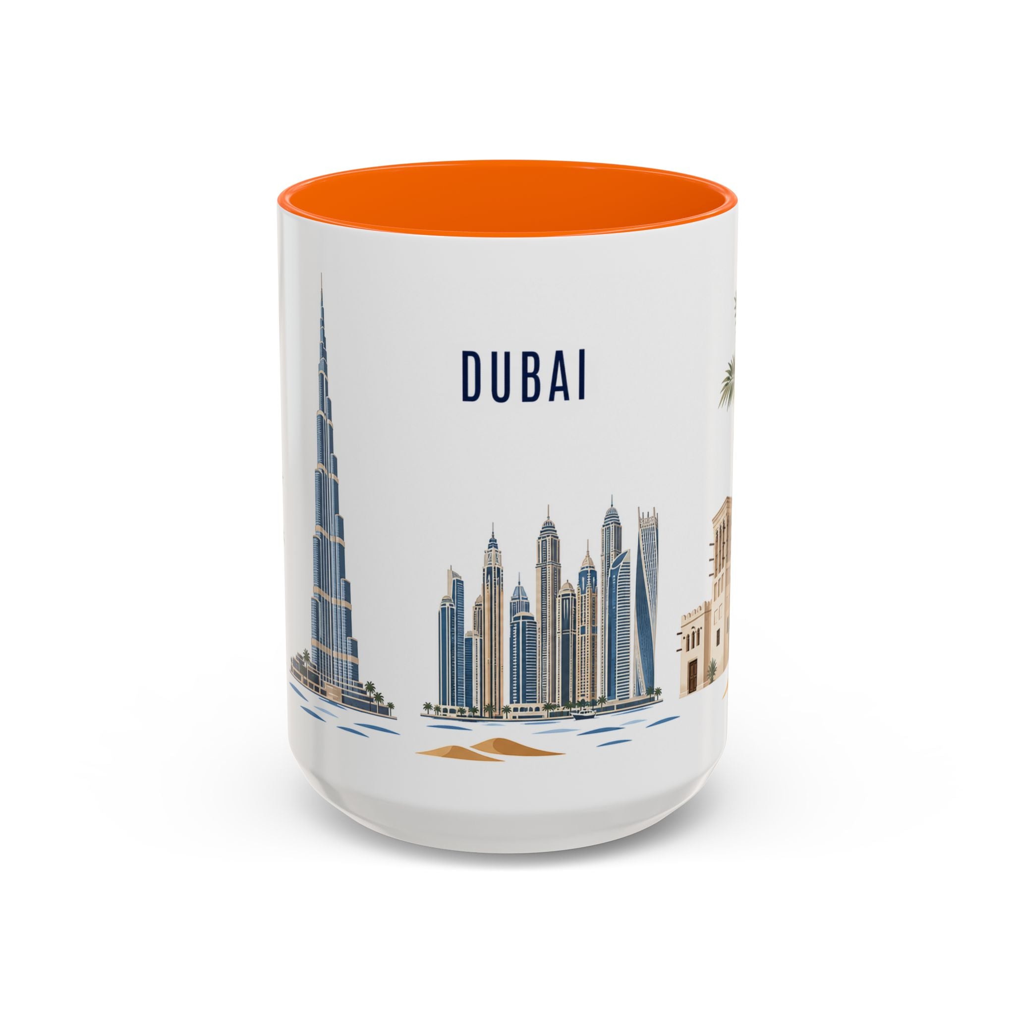 Dubai Coffee Mug | United Arab Emirates Travel Souvenir | Porcelain Decal City Gift | 11oz 15oz Accent Mug