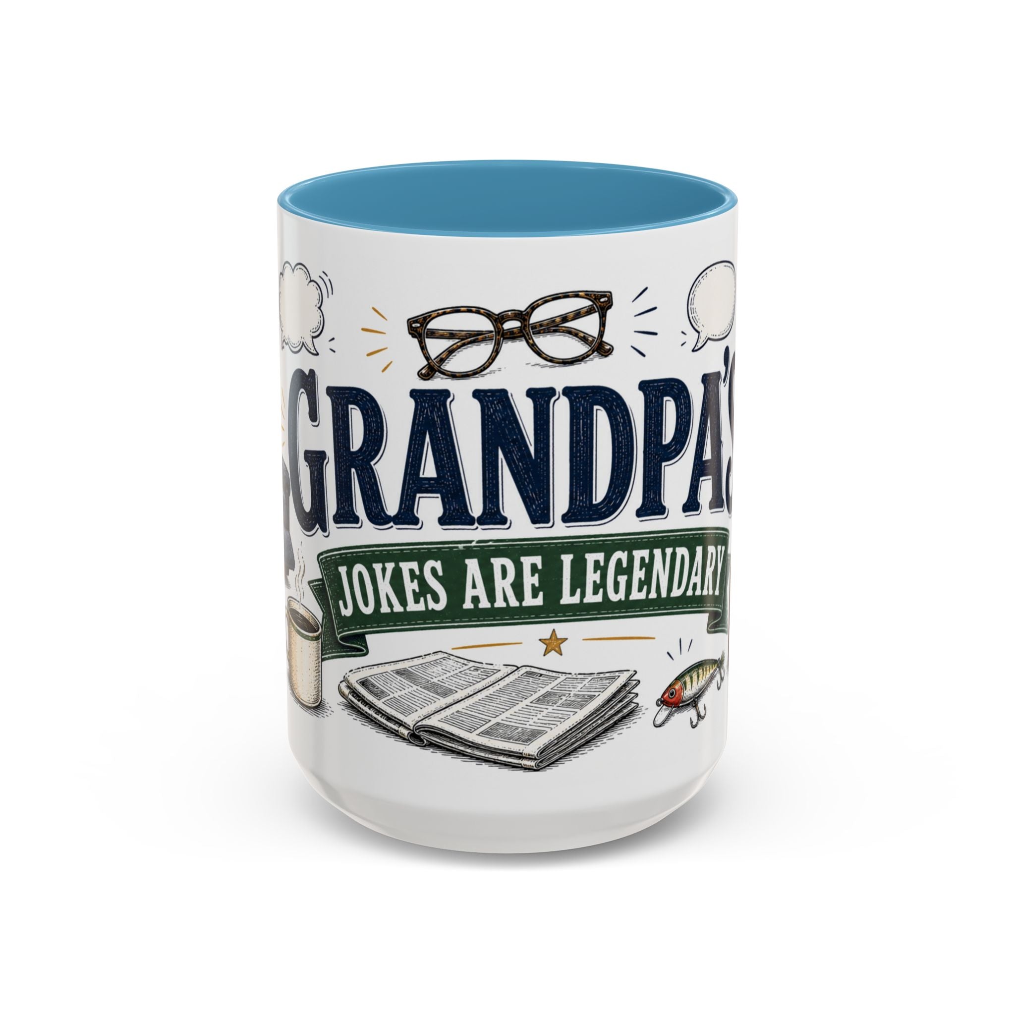 Grandpa's Jokes Are Legendary Coffee Mug | Funny Gift From Grandkids | Accent Ceramic 11oz 15oz