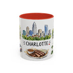 Charlotte Illustrated Travel Mug | City Souvenir Accent Coffee Mug | 11oz 15oz Ceramic Cup
