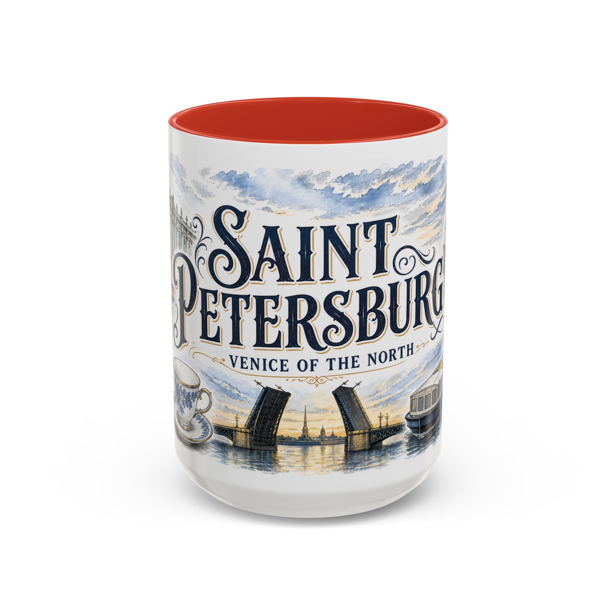 Saint Petersburg Coffee Mug | Russia Travel Souvenir | Vintage Illustrated City Gift | 11 oz 15 oz Accent Mug