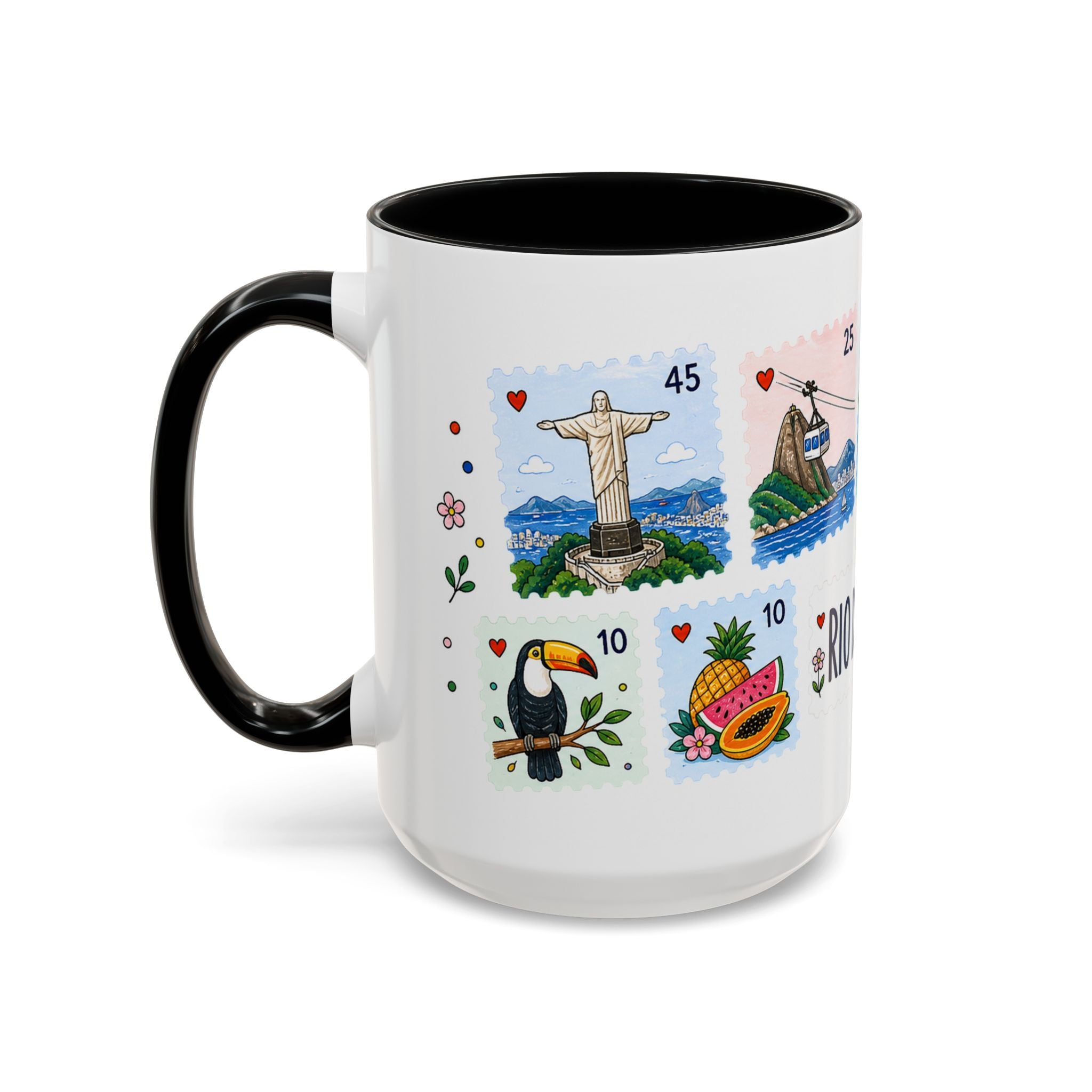 Rio de Janeiro Coffee Mug | Postage Stamp Collage Mug | Travel Souvenir Accent Cup 11oz 15oz