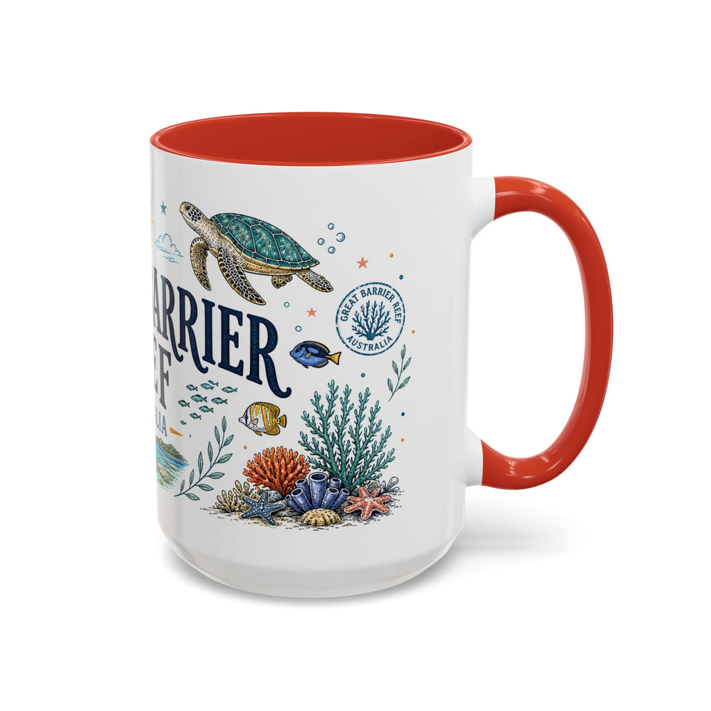 Great Barrier Reef Coffee Mug | Travel Destination Souvenir Gift | Accent Color Ceramic 11oz 15oz