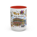 New Orleans Illustrated Travel Mug | City Souvenir Accent Coffee Mug | 11oz 15oz Ceramic Cup