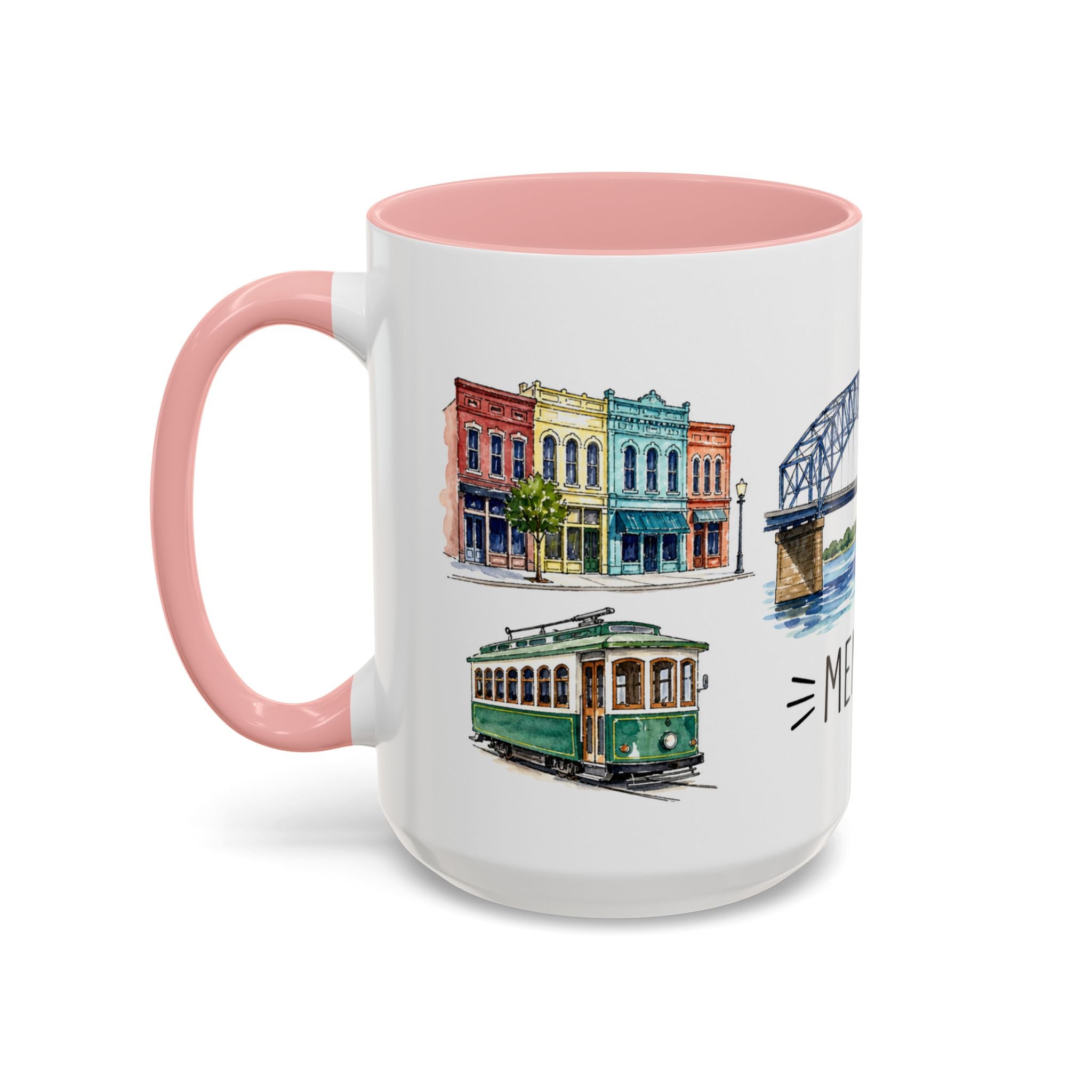 Memphis Illustrated Travel Mug | City Souvenir Accent Coffee Mug | 11oz 15oz Ceramic Cup