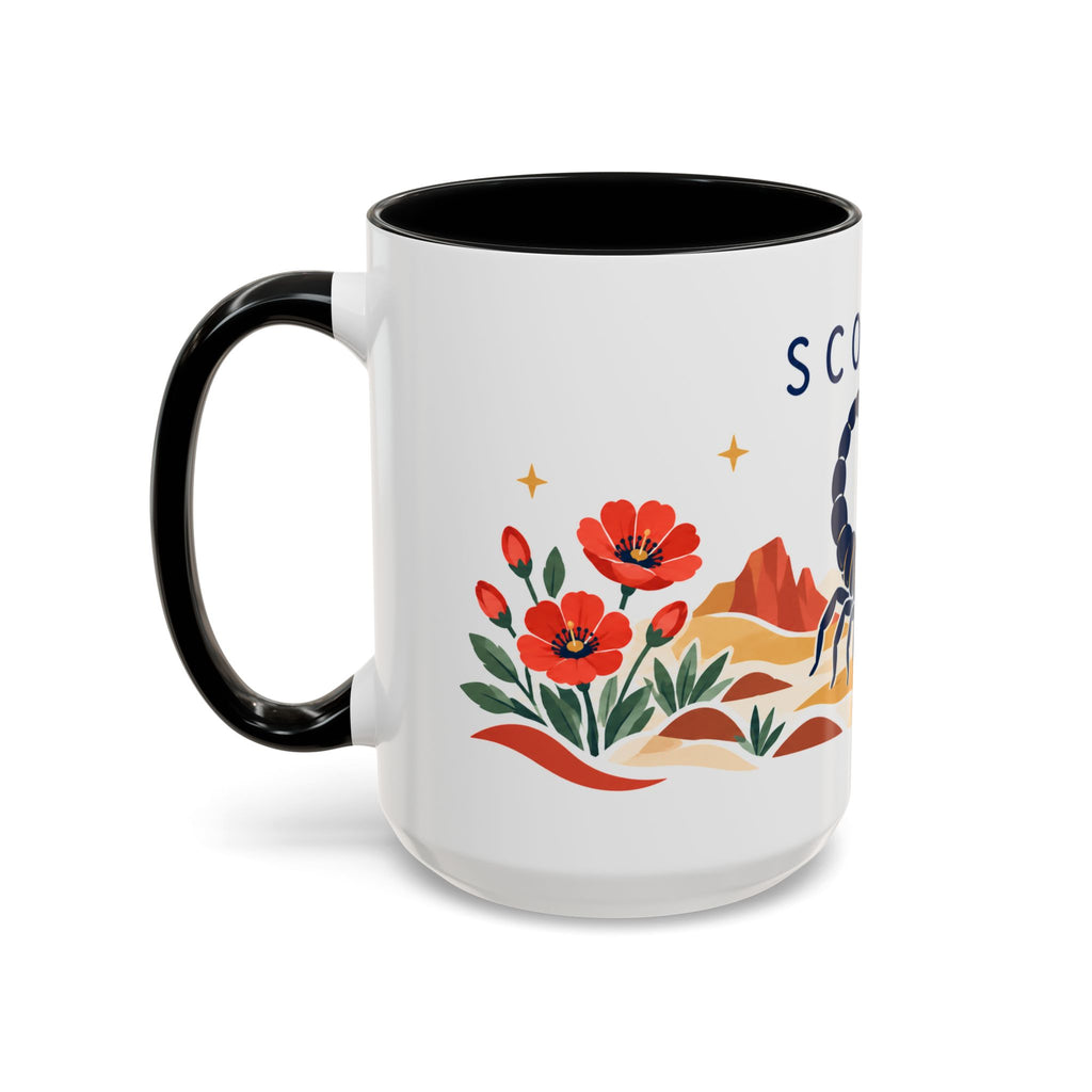 Scorpio Zodiac Coffee Mug | Scorpion and Desert Design | Astrology Birthday Gift | 11 oz 15 oz Ceramic Accent Mug