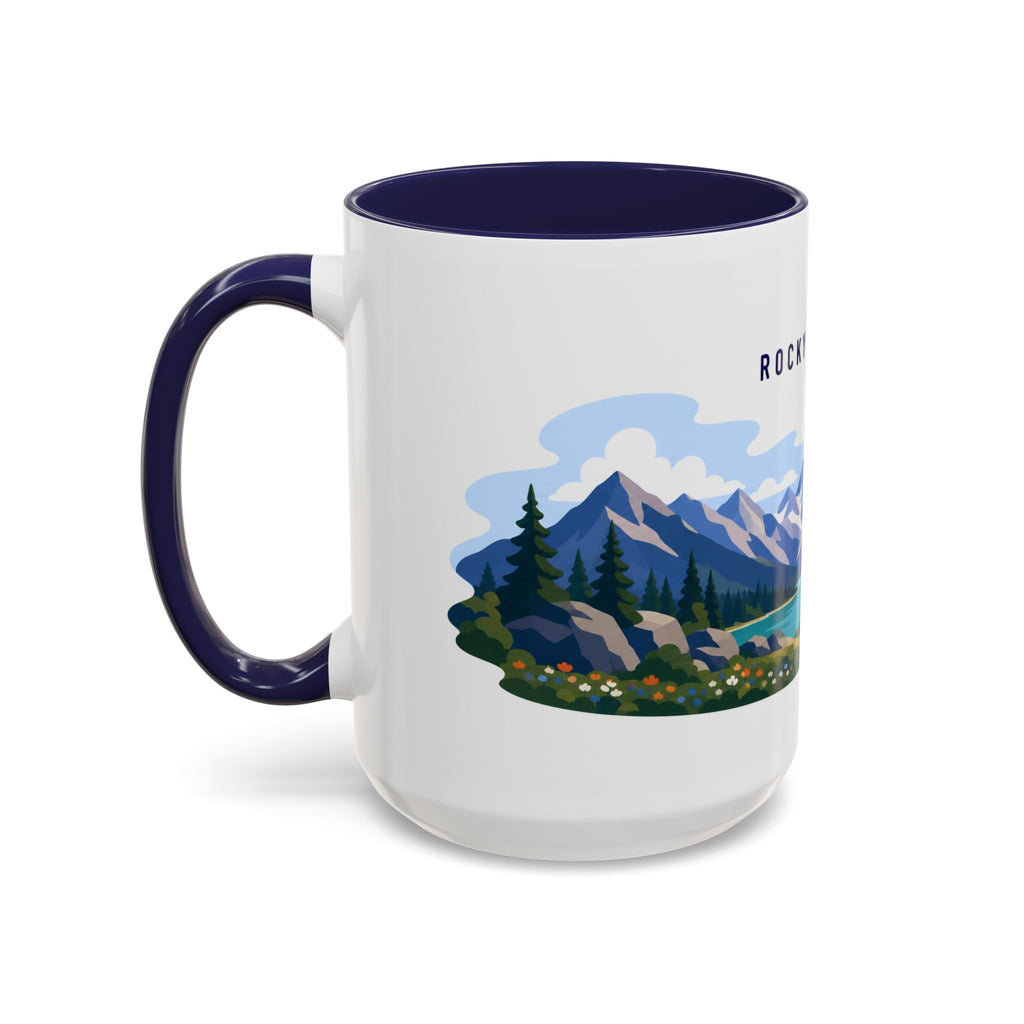 Rocky Mountain National Park Coffee Mug | Solid Color Block Park Souvenir | 11oz 15oz Accent Mug