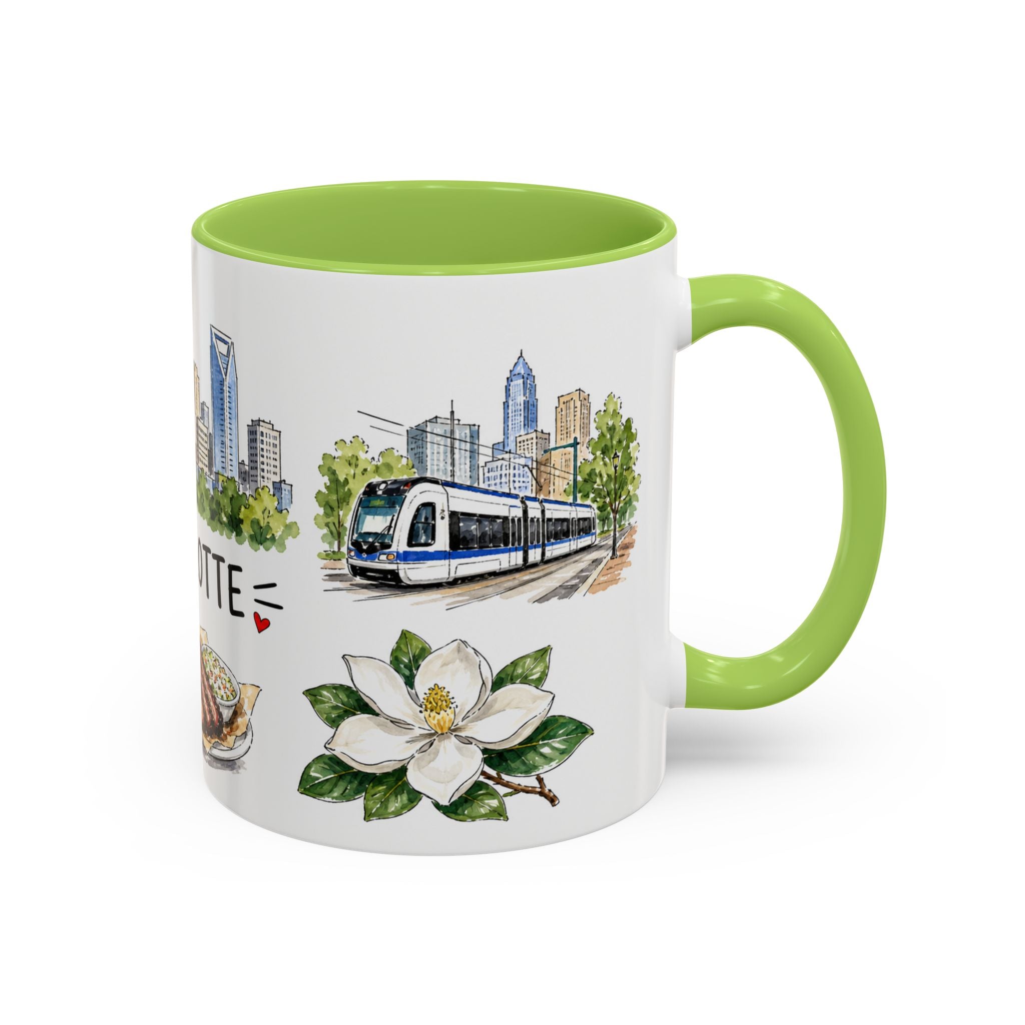 Charlotte Illustrated Travel Mug | City Souvenir Accent Coffee Mug | 11oz 15oz Ceramic Cup
