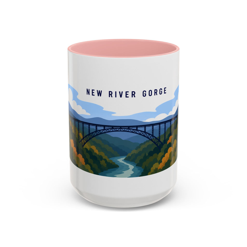 New River Gorge National Park and Preserve Coffee Mug | Solid Color Block Park Souvenir | 11oz 15oz Accent Mug