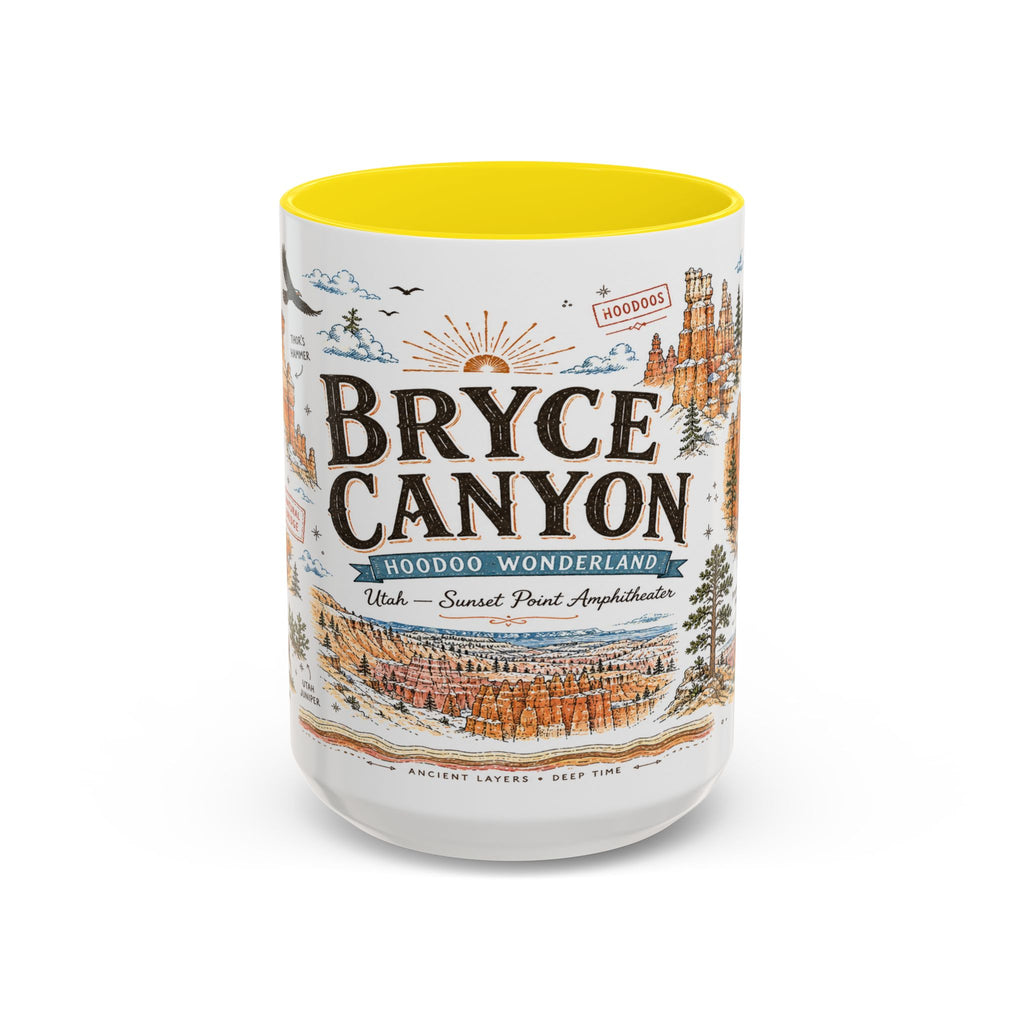 Bryce Canyon Coffee Mug | National Park Hiking Utah Gift | Accent Color Ceramic 11oz 15oz