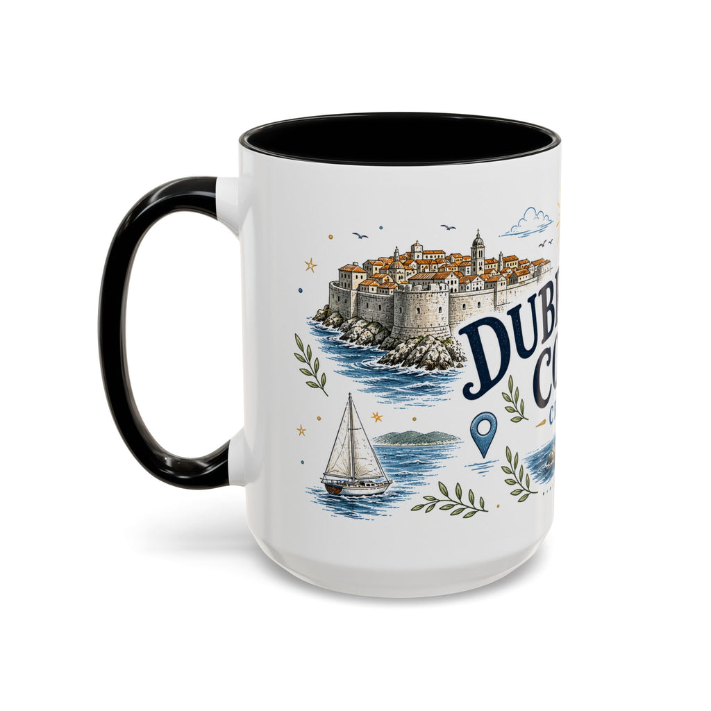 Dubrovnik Coast Coffee Mug | Travel Destination Souvenir Gift | Accent Color Ceramic 11oz 15oz