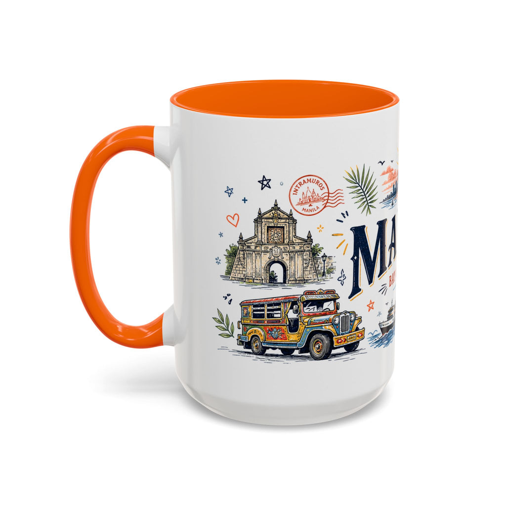 Manila Coffee Mug | Philippines Souvenir Travel Gift | Accent Color Ceramic 11oz 15oz