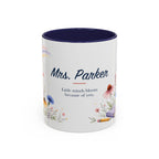 Personalized Kindergarten Teacher Mug | Custom Name Wildflower Rainbow Cup | Back to School Gift