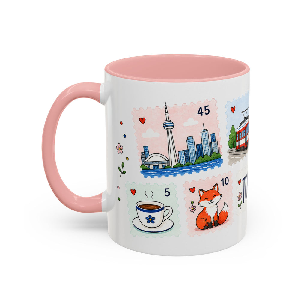 Toronto Coffee Mug | Postage Stamp Collage Mug | Travel Souvenir Accent Cup 11oz 15oz
