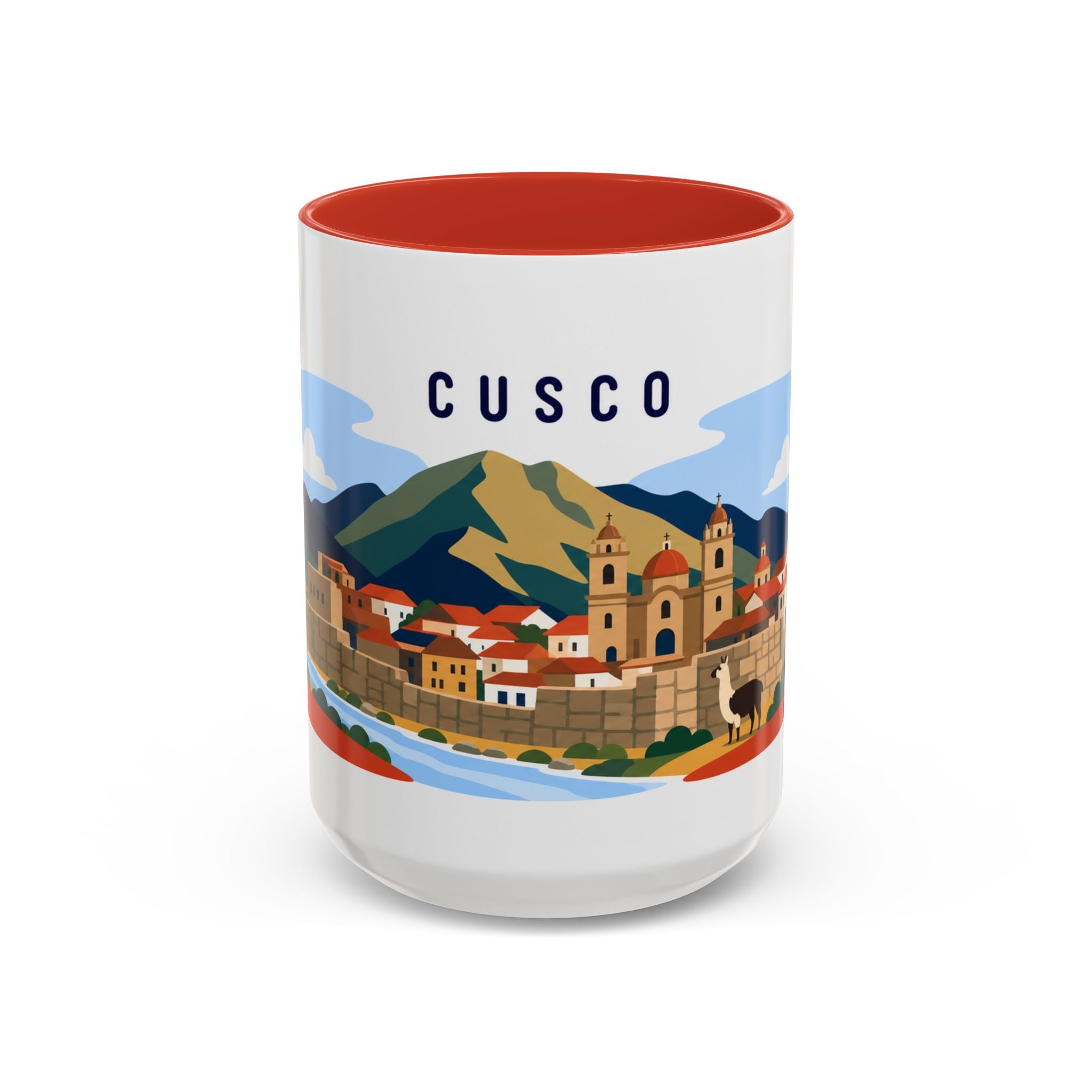 Cusco Coffee Mug | Travel Destination Souvenir Gift | Accent Color Ceramic 11oz 15oz