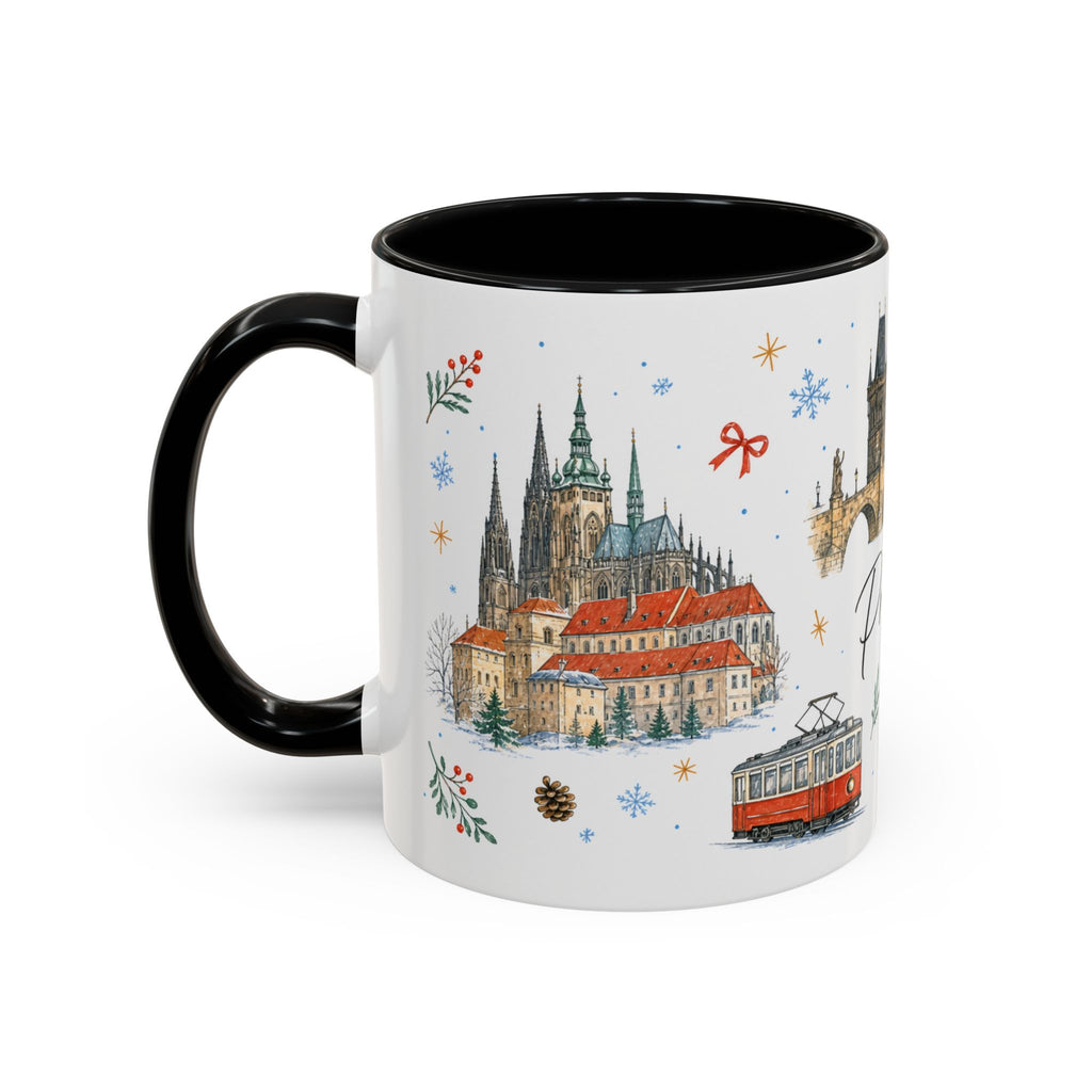 Prague Christmas Mug | Watercolor Travel Souvenir | Holiday Gift | Accent Ceramic Coffee Cup 11oz 15oz