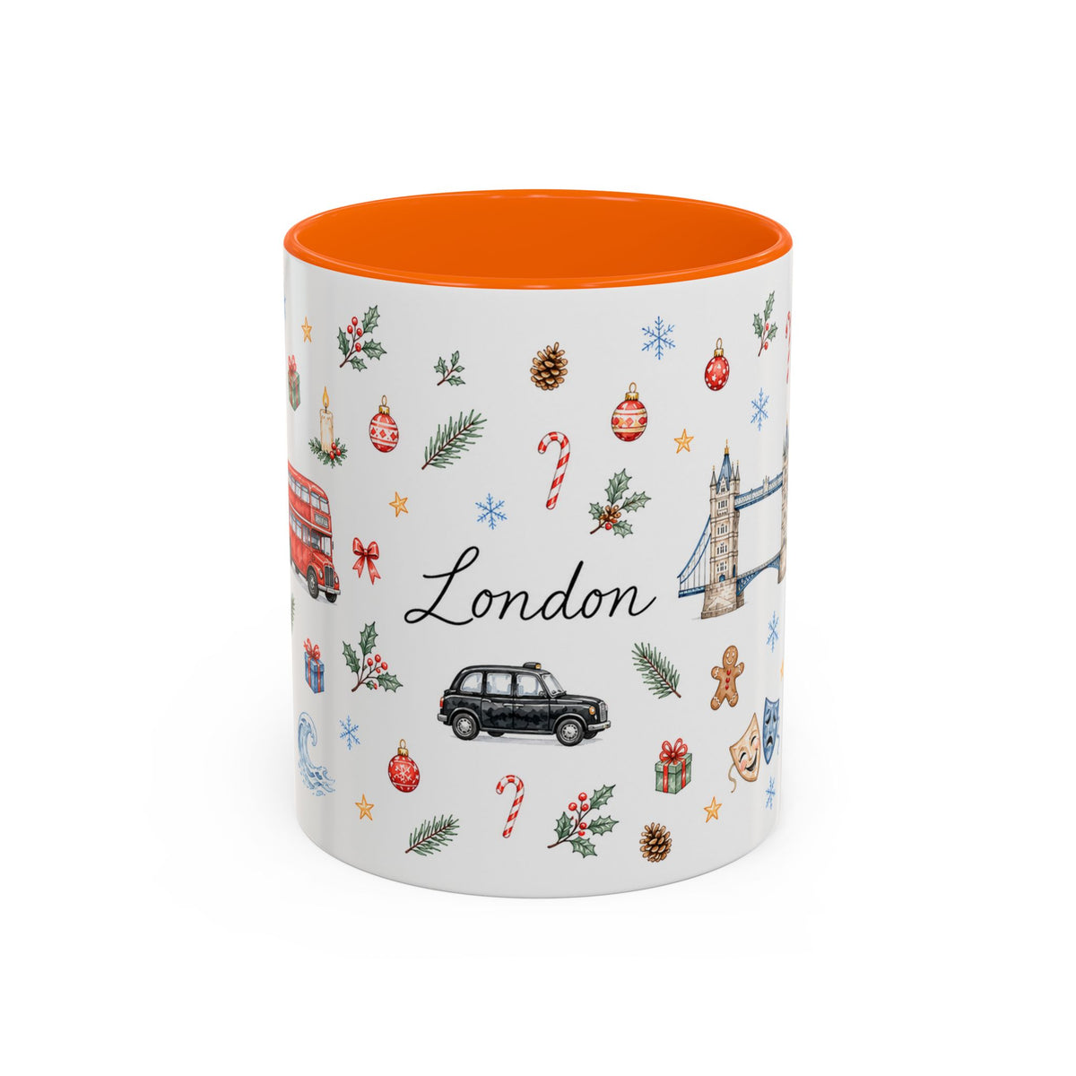 London Christmas Mug | Watercolor City Souvenir, Travel Memories, Ceramic Coffee Cup