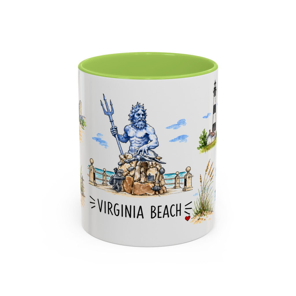 Virginia Beach Illustrated Travel Mug | City Souvenir Accent Coffee Mug | 11oz 15oz Ceramic Cup