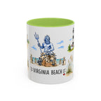 Virginia Beach Illustrated Travel Mug | City Souvenir Accent Coffee Mug | 11oz 15oz Ceramic Cup