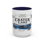 Crater Lake National Park Coffee Mug | Oregon Volcano Blue Lake Hiking Gift | Accent Color Ceramic 11oz 15oz