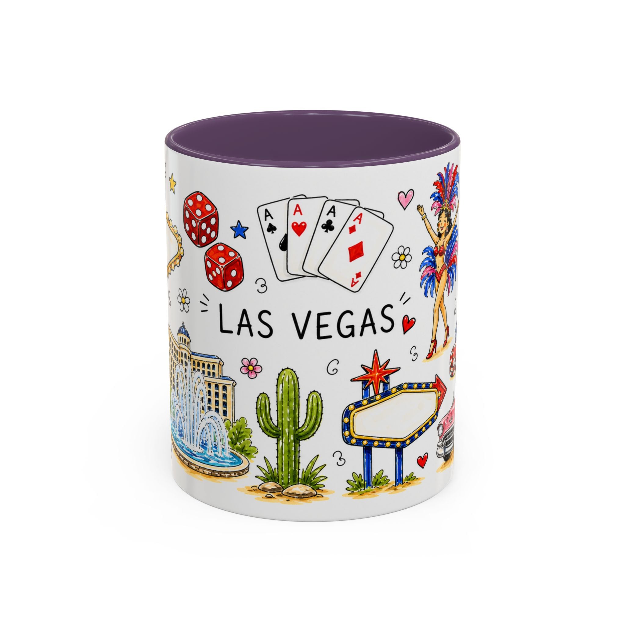 Las Vegas Illustrated Travel Mug | City Souvenir Accent Coffee Mug | 11oz 15oz Ceramic Cup
