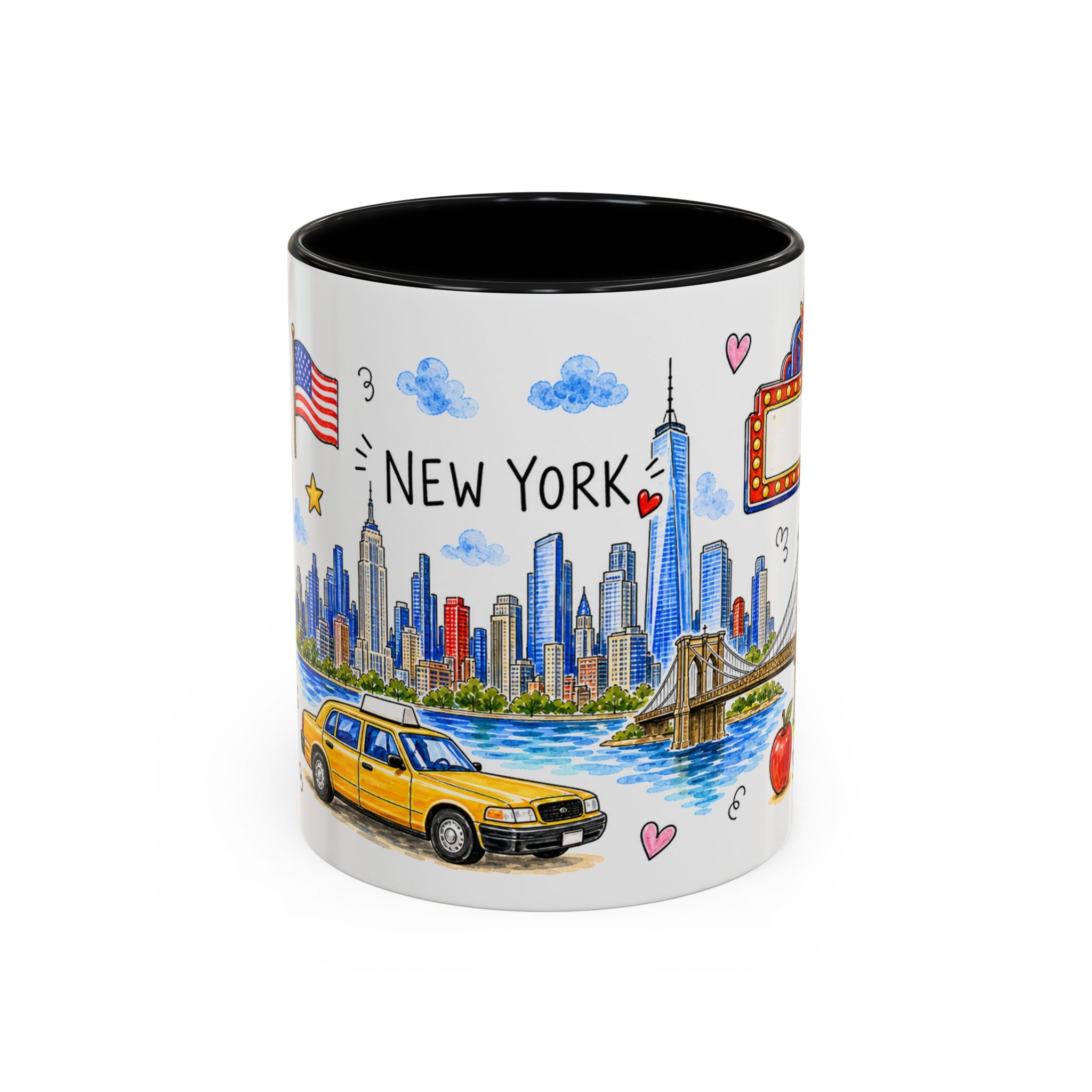 New York City Illustrated Travel Mug | City Souvenir Accent Coffee Mug | 11oz 15oz Ceramic Cup