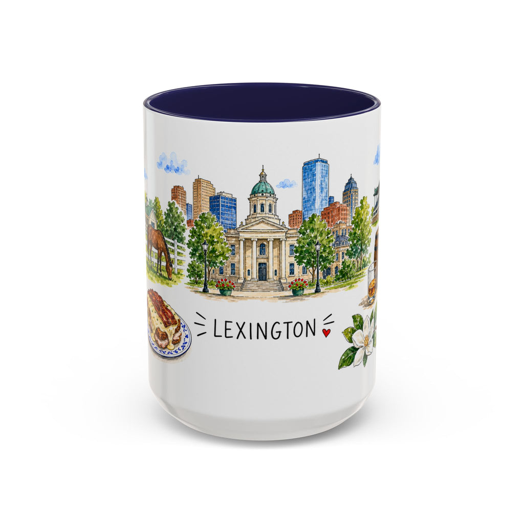 Lexington Illustrated Travel Mug | City Souvenir Accent Coffee Mug | 11oz 15oz Ceramic Cup