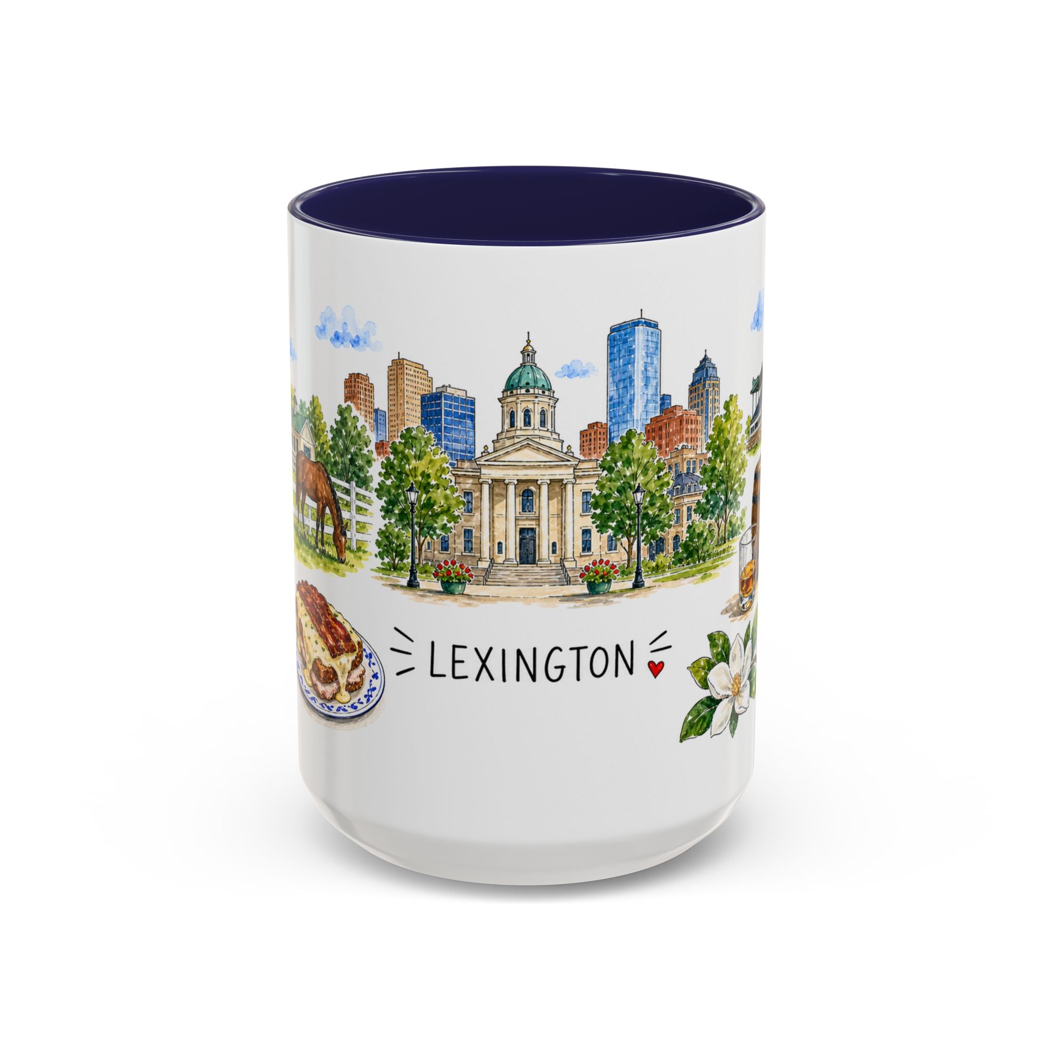 Lexington Illustrated Travel Mug | City Souvenir Accent Coffee Mug | 11oz 15oz Ceramic Cup