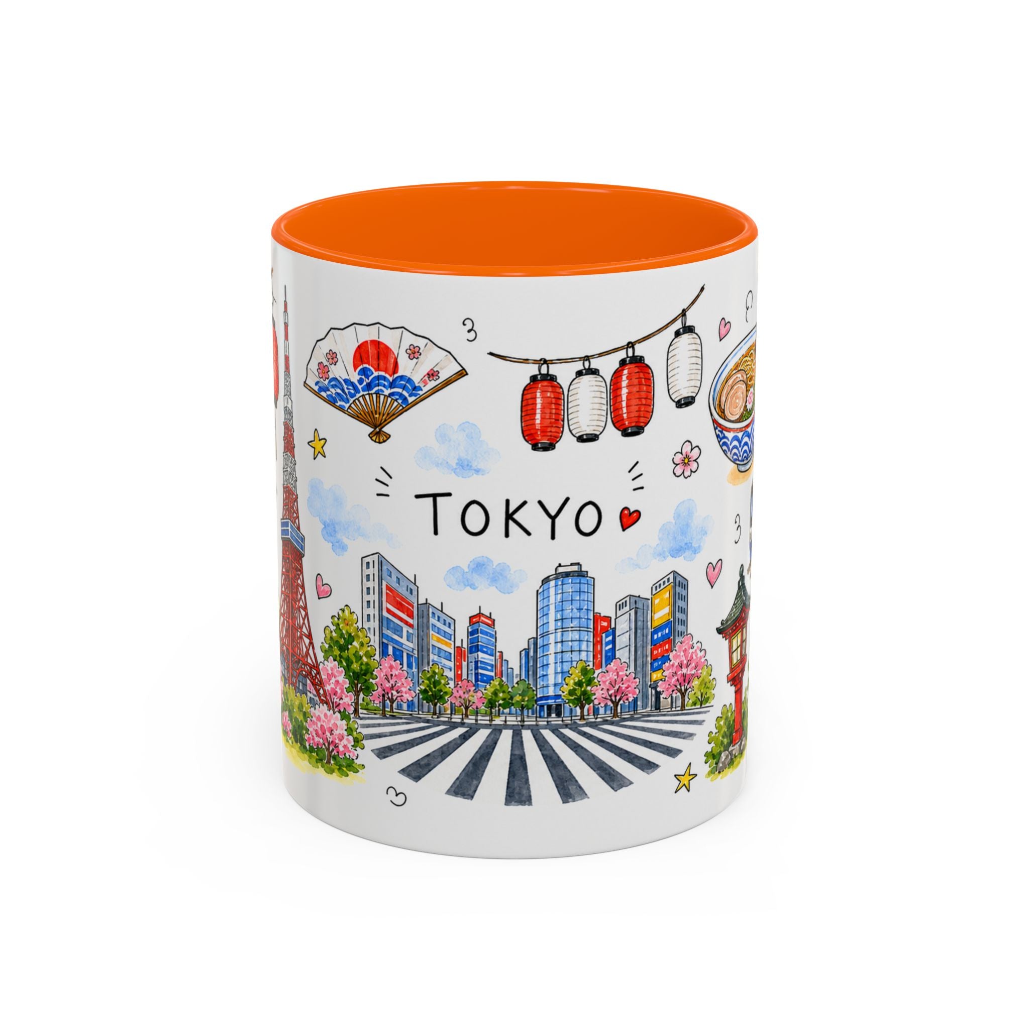 Tokyo Illustrated Travel Mug | City Souvenir Accent Coffee Mug | 11oz 15oz Ceramic Cup