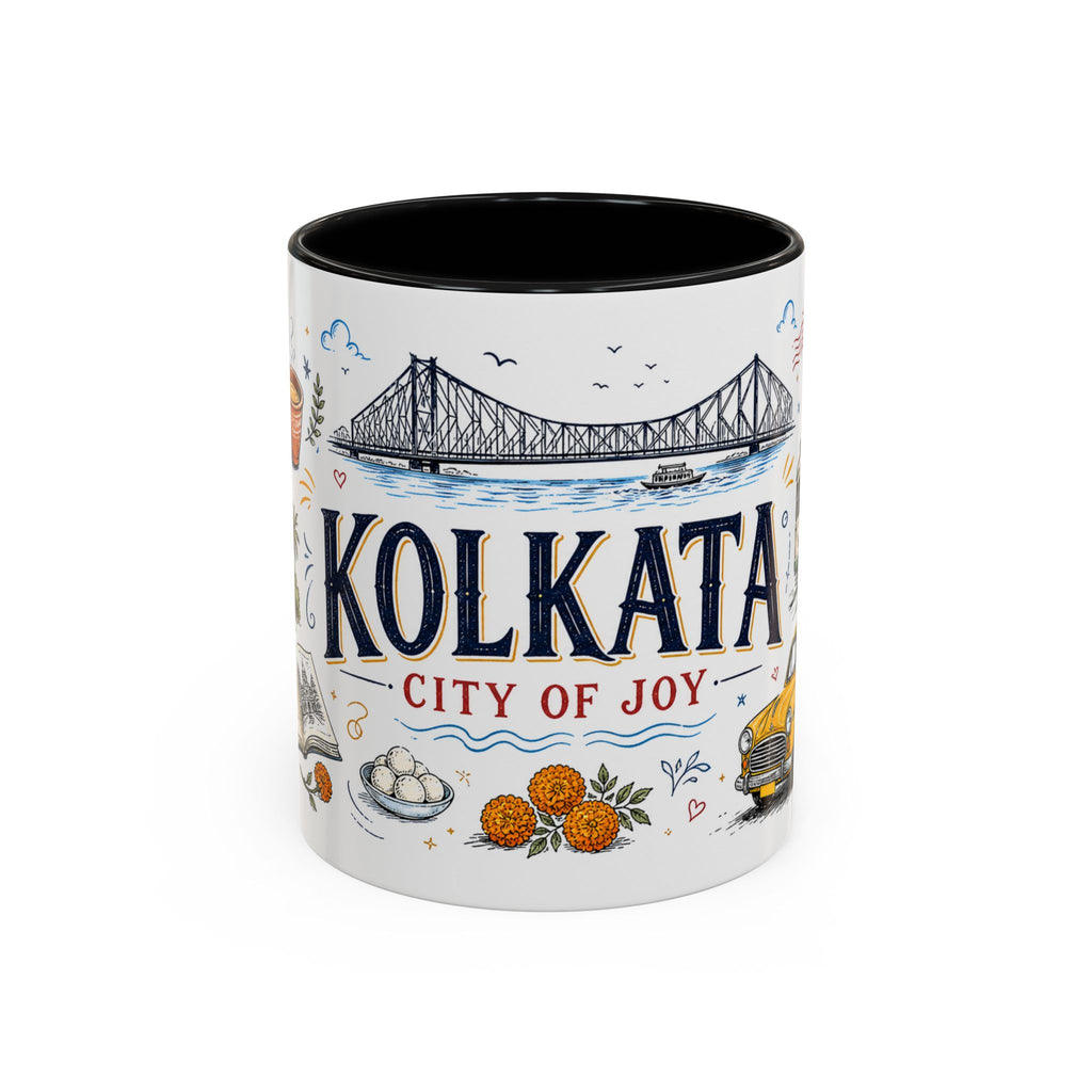 Kolkata Coffee Mug | India Souvenir Travel Gift | Accent Color Ceramic 11oz 15oz
