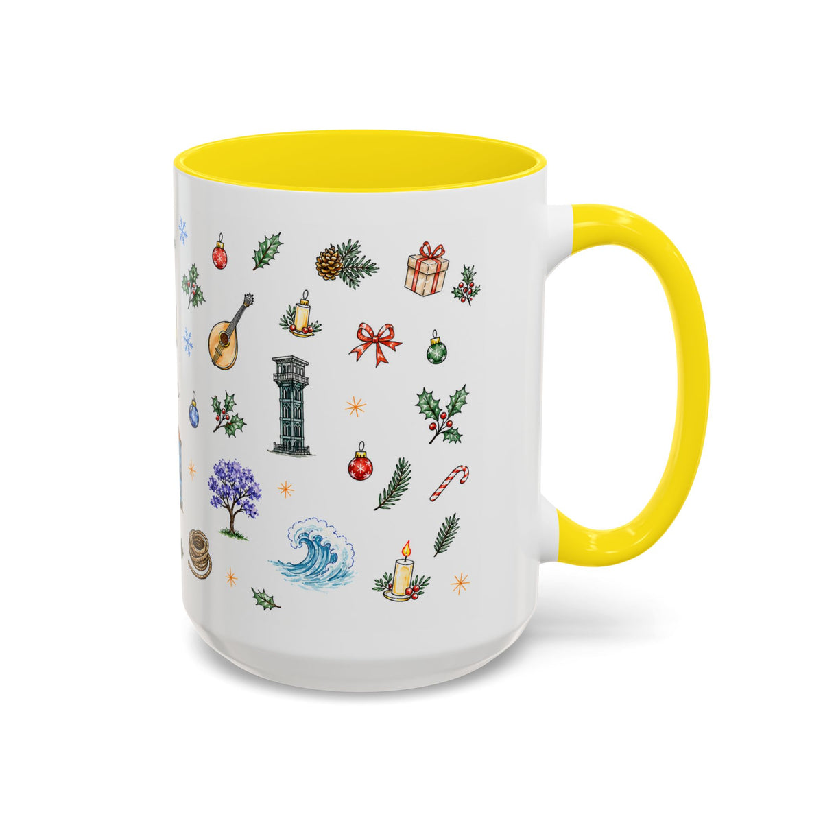 Lisbon Christmas Mug | Watercolor City Souvenir | Ceramic Coffee Cup 11oz 15oz