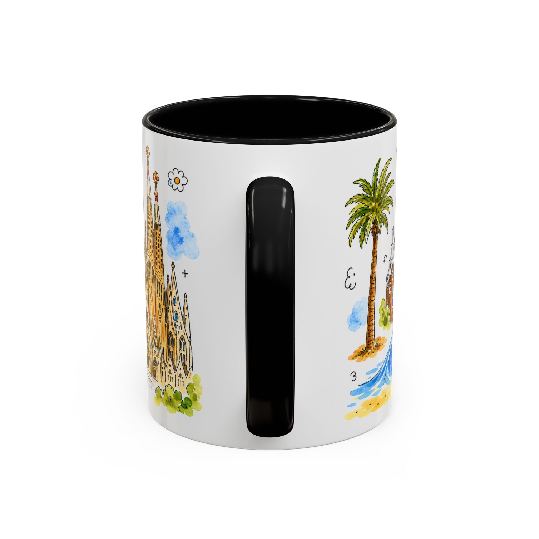 Barcelona Travel Mug | European City Souvenir Accent Coffee Mug | 11oz 15oz Ceramic Cup