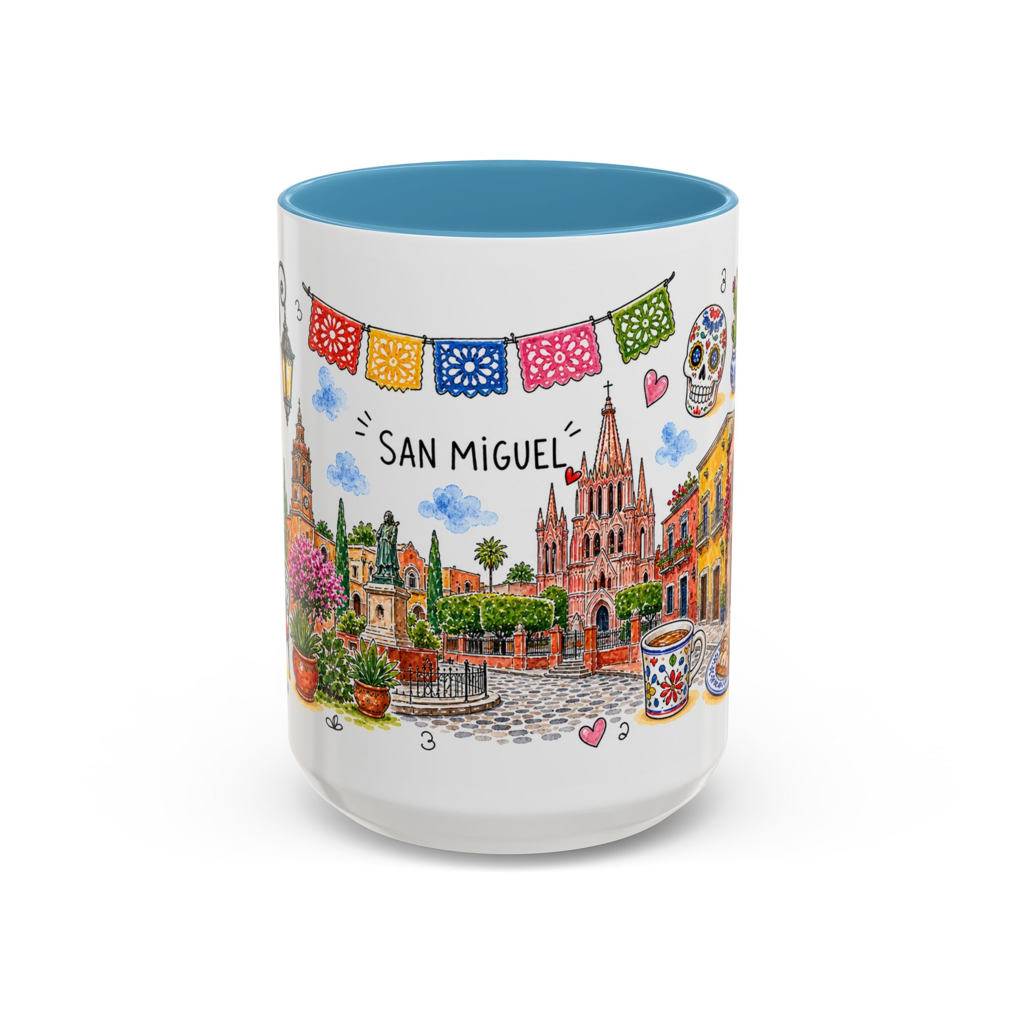 San Miguel de Allende Illustrated Travel Mug | City Souvenir Accent Coffee Mug | 11oz 15oz Ceramic Cup