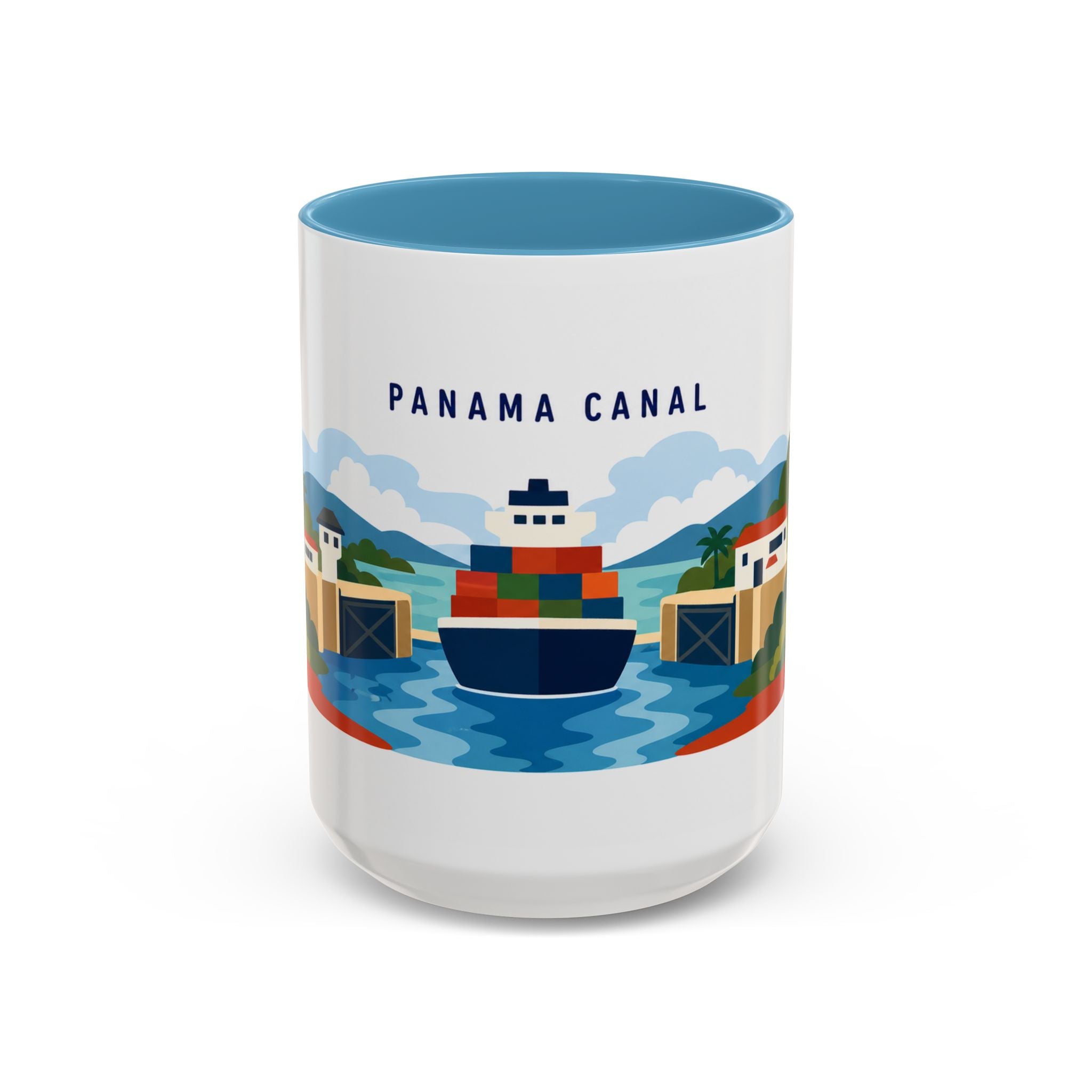 Panama Canal Coffee Mug | Travel Destination Souvenir Gift | Accent Color Ceramic 11oz 15oz