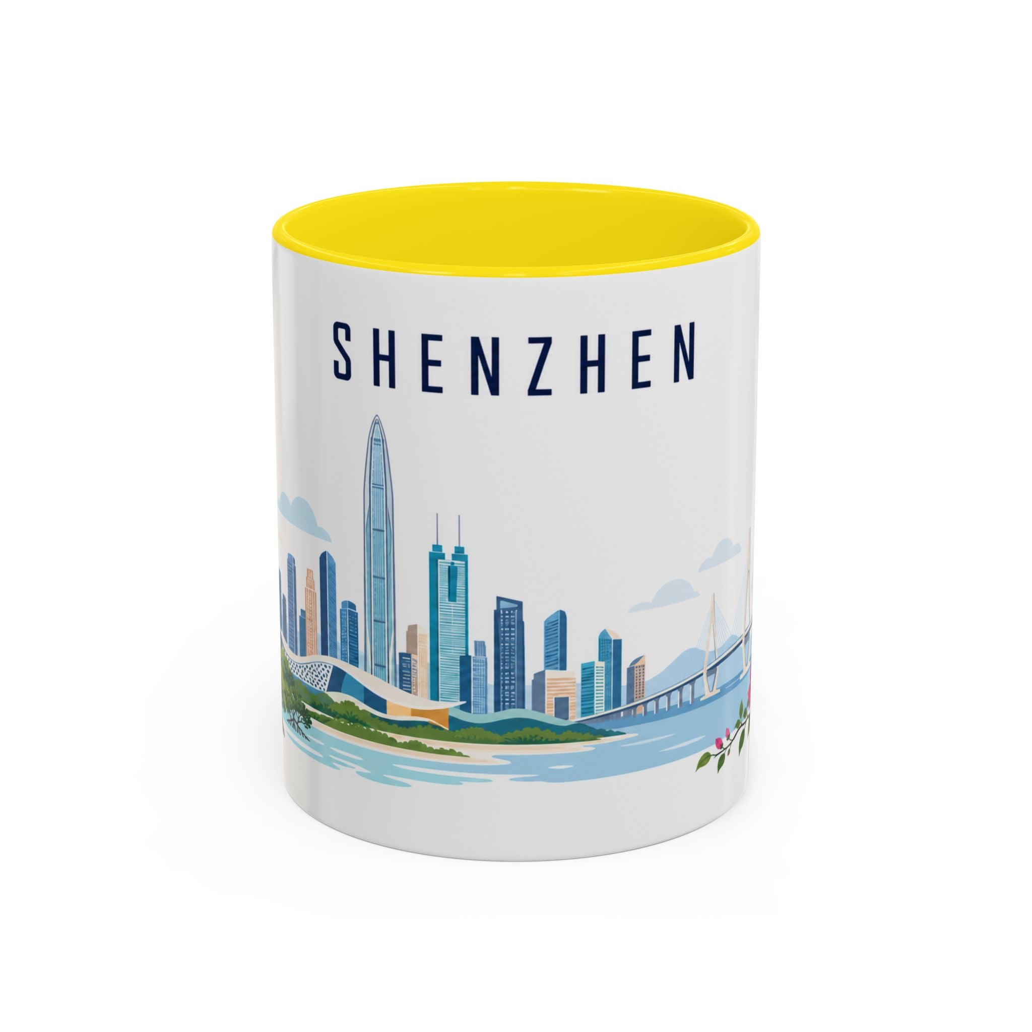 Shenzhen Coffee Mug | China Travel Souvenir | Porcelain Decal City Gift | 11oz 15oz Accent Mug