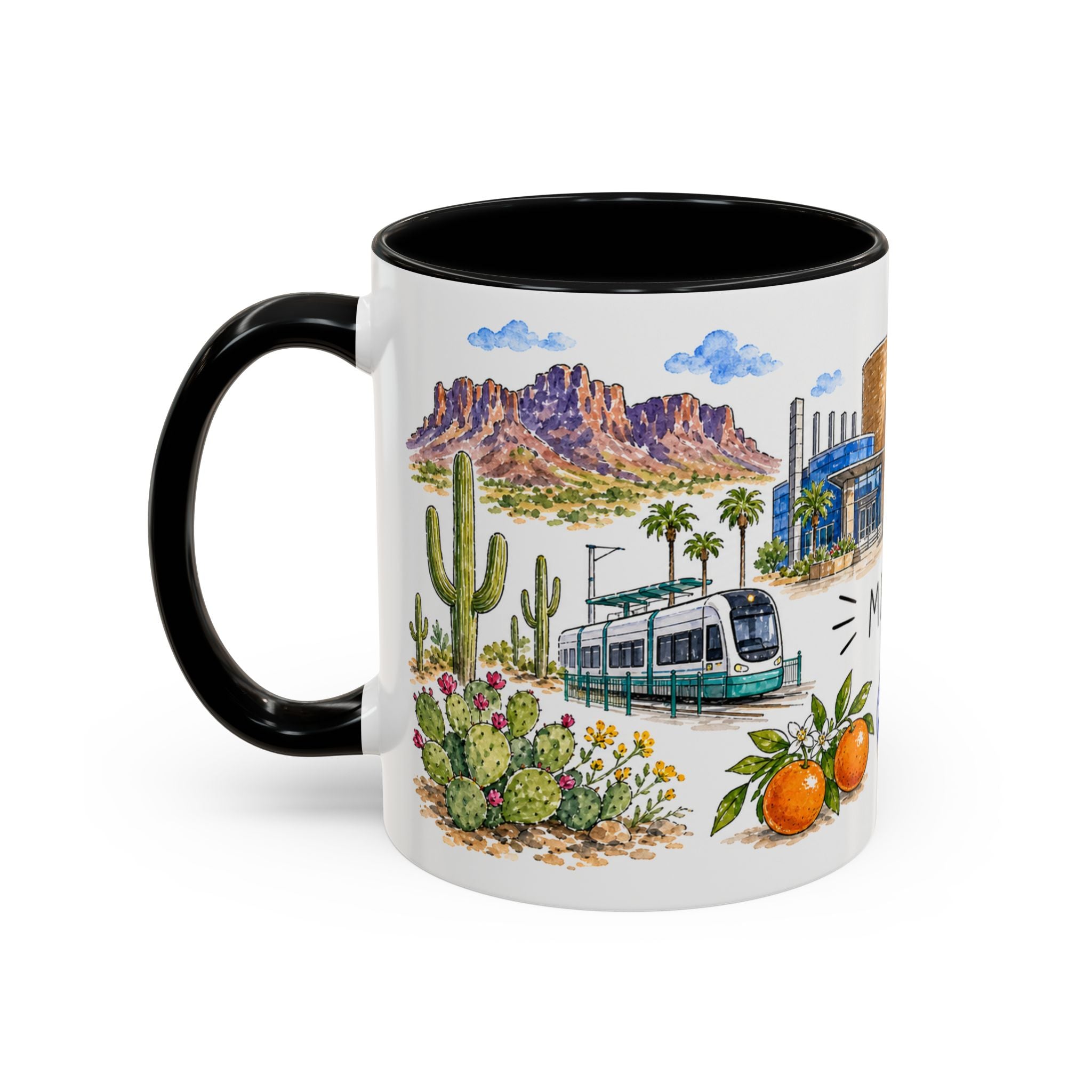 Mesa Illustrated Travel Mug | City Souvenir Accent Coffee Mug | 11oz 15oz Ceramic Cup