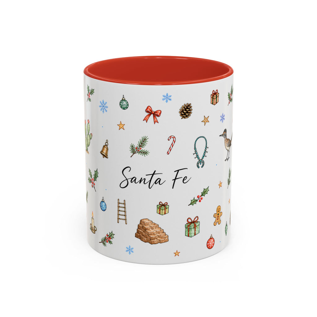 Santa Fe Christmas Mug | Watercolor City Souvenir | Ceramic Coffee Cup (11oz 15oz)