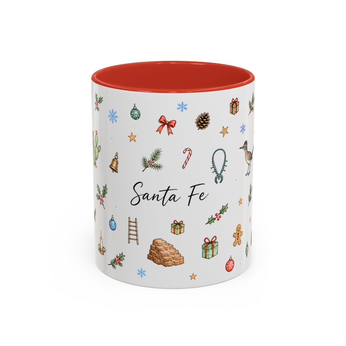 Santa Fe Christmas Mug | Watercolor City Souvenir | Ceramic Coffee Cup (11oz 15oz)
