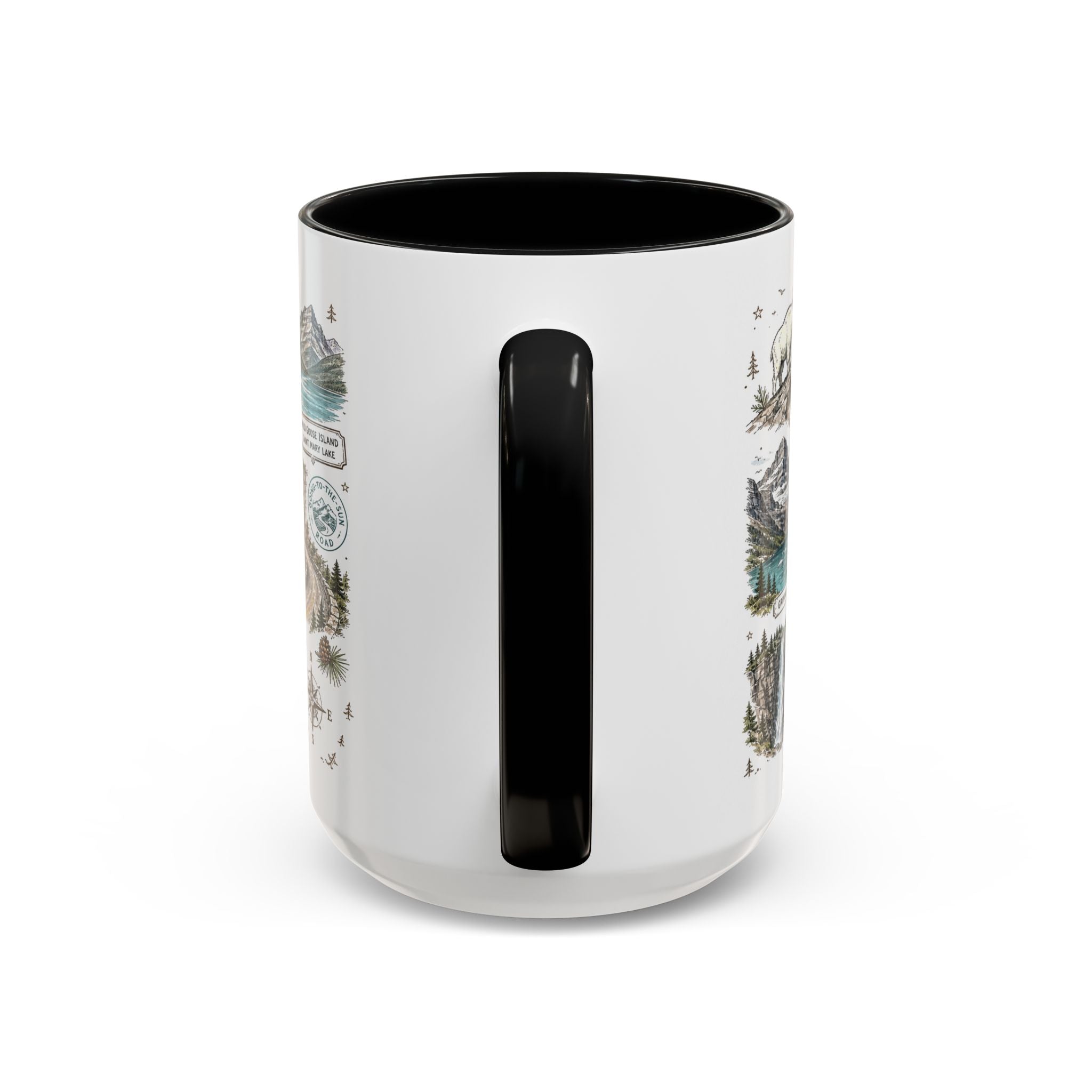 Glacier Coffee Mug | National Park Hiking Montana Gift | Accent Color Ceramic 11oz 15oz