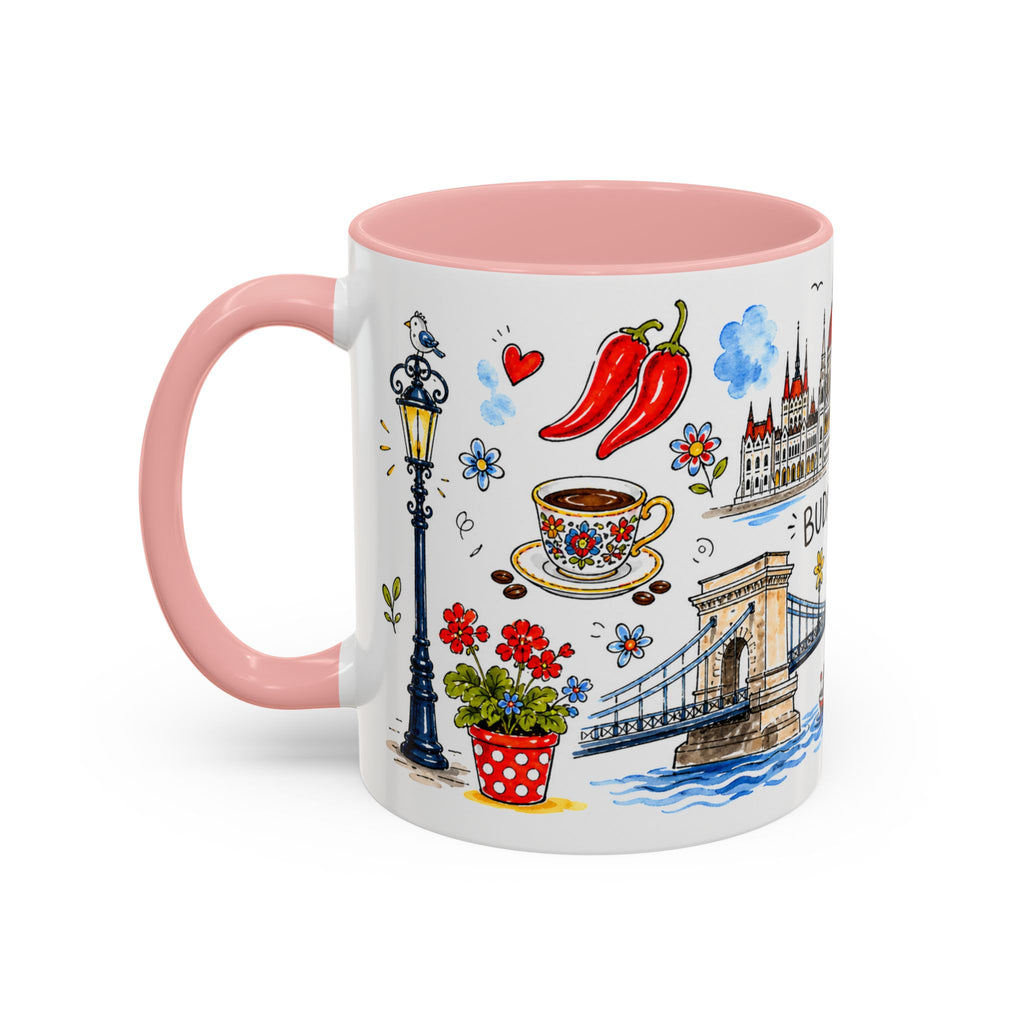 Budapest Travel Mug | European City Souvenir Accent Coffee Mug | 11oz 15oz Ceramic Cup