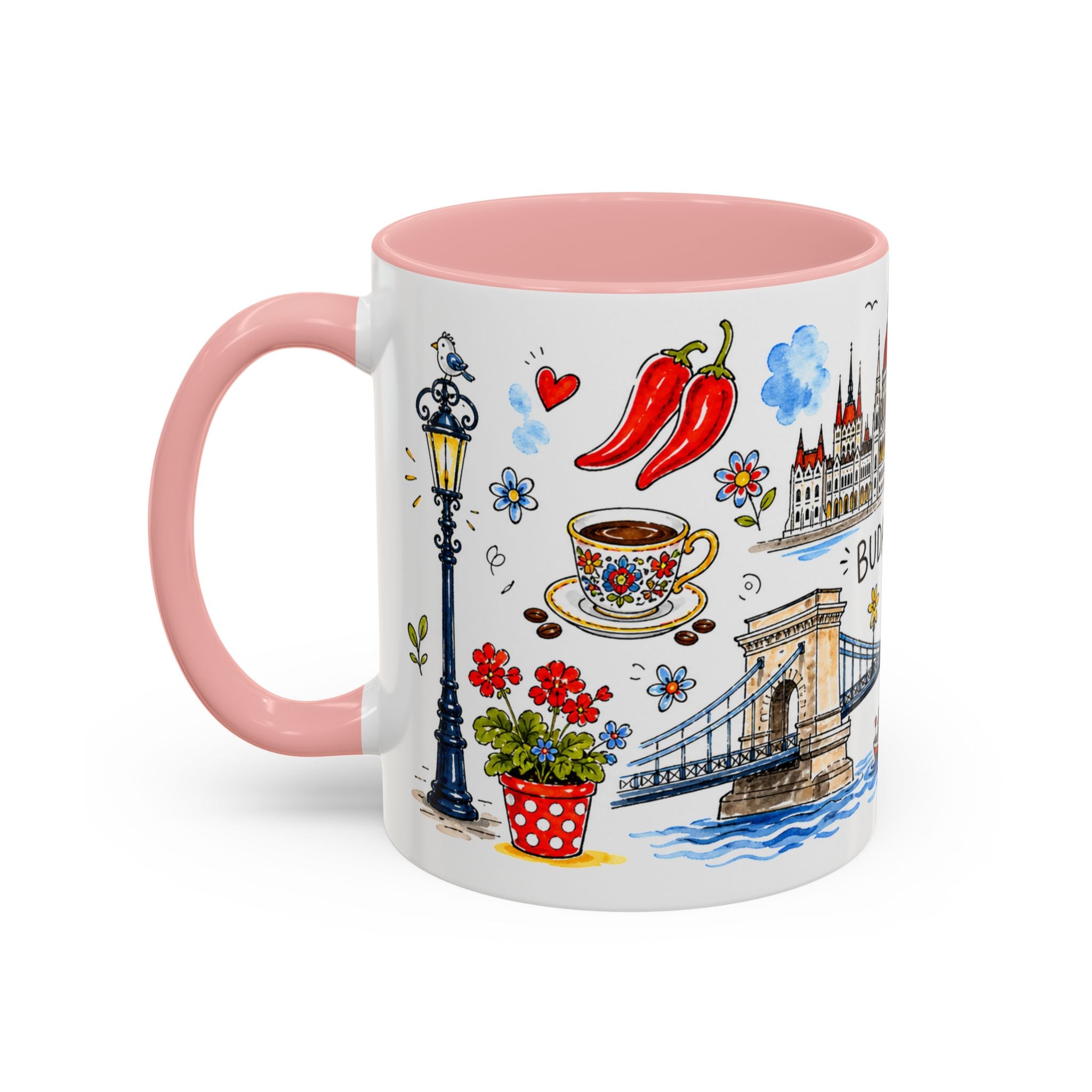 Budapest Travel Mug | European City Souvenir Accent Coffee Mug | 11oz 15oz Ceramic Cup