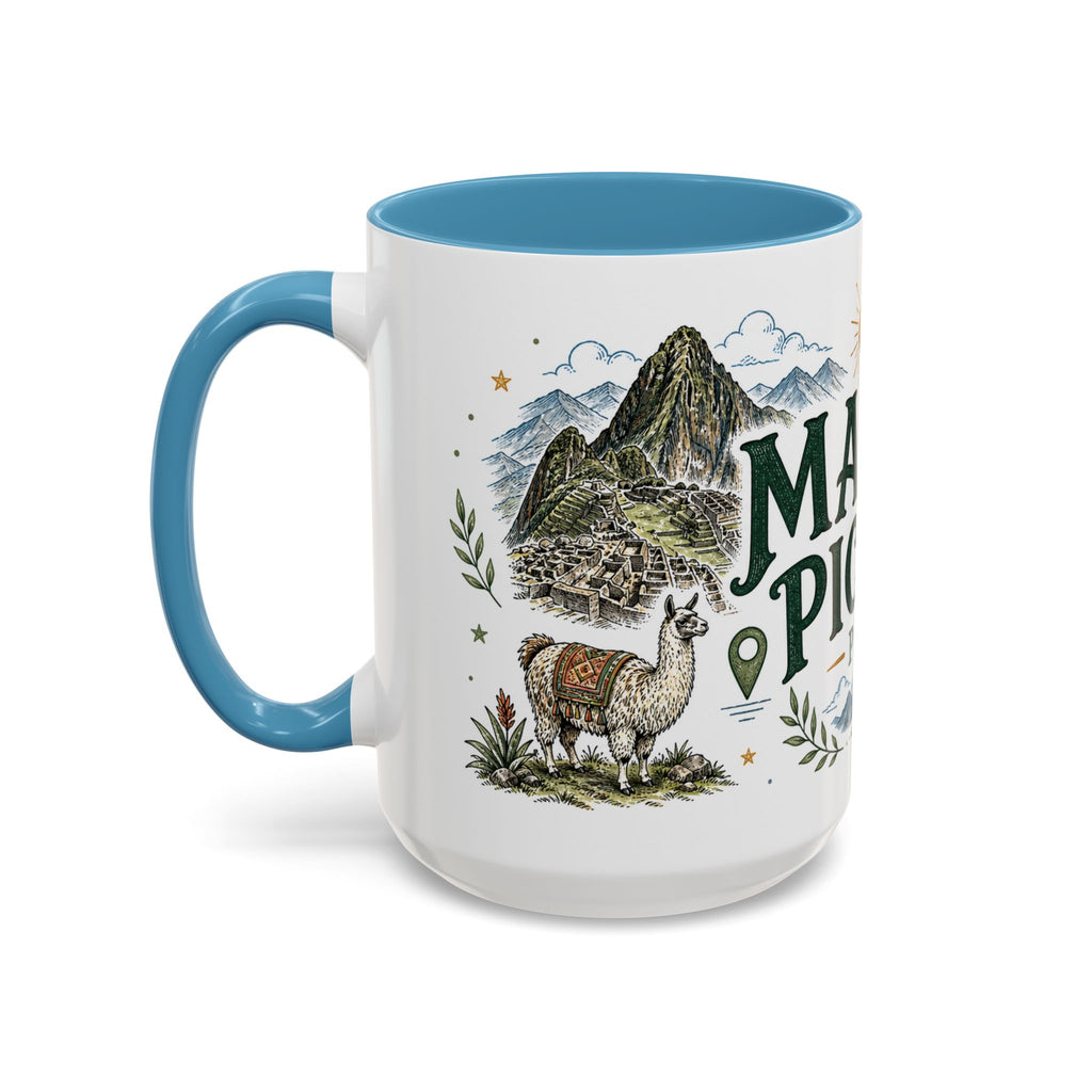 Machu Picchu Coffee Mug | Travel Destination Souvenir Gift | Accent Color Ceramic 11oz 15oz