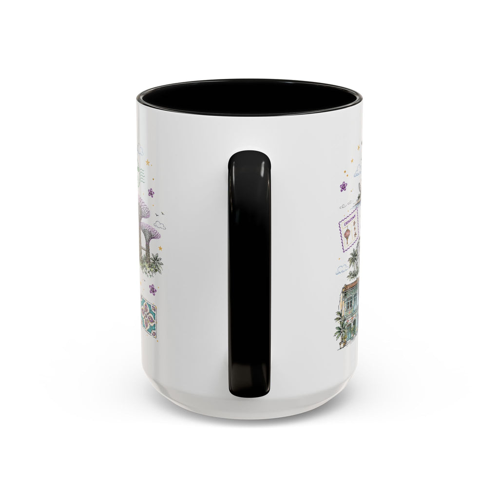 Singapore Coffee Mug | Asia Souvenir Travel Gift | Accent Color Ceramic 11oz 15oz