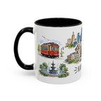 Kansas City Illustrated Travel Mug | City Souvenir Accent Coffee Mug | 11oz 15oz Ceramic Cup