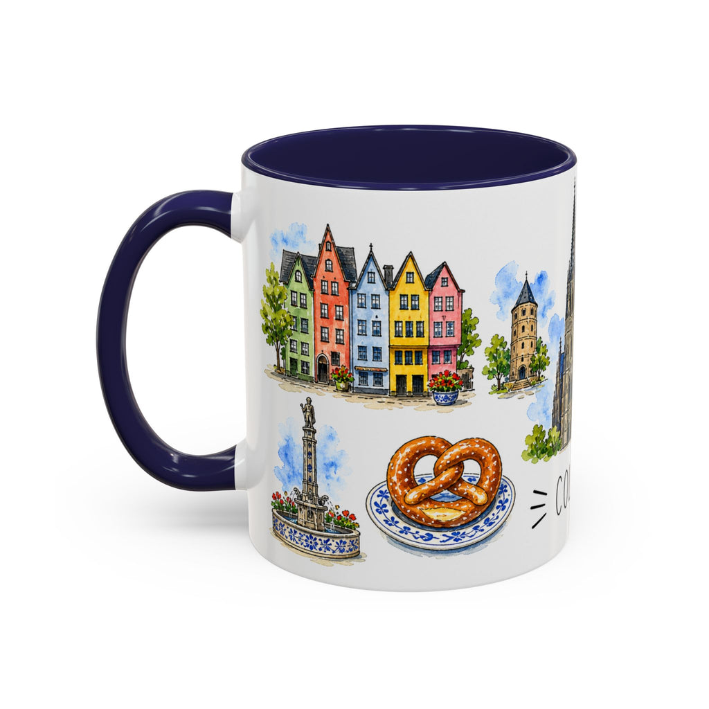 Cologne Illustrated Travel Mug | City Souvenir Accent Coffee Mug | 11oz 15oz Ceramic Cup