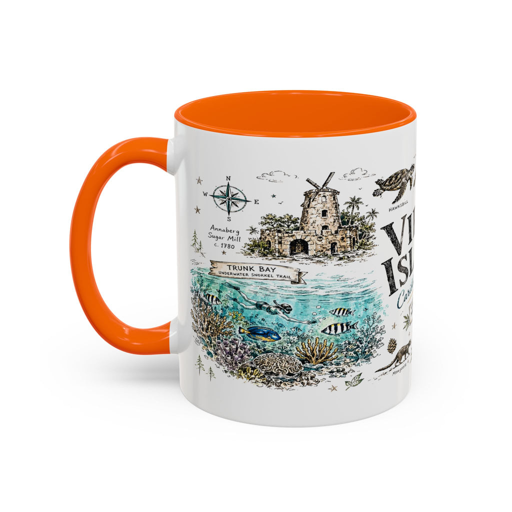 Virgin Islands National Park Coffee Mug | Caribbean Beach Snorkeling Reef Gift | Accent Color Ceramic 11oz 15oz
