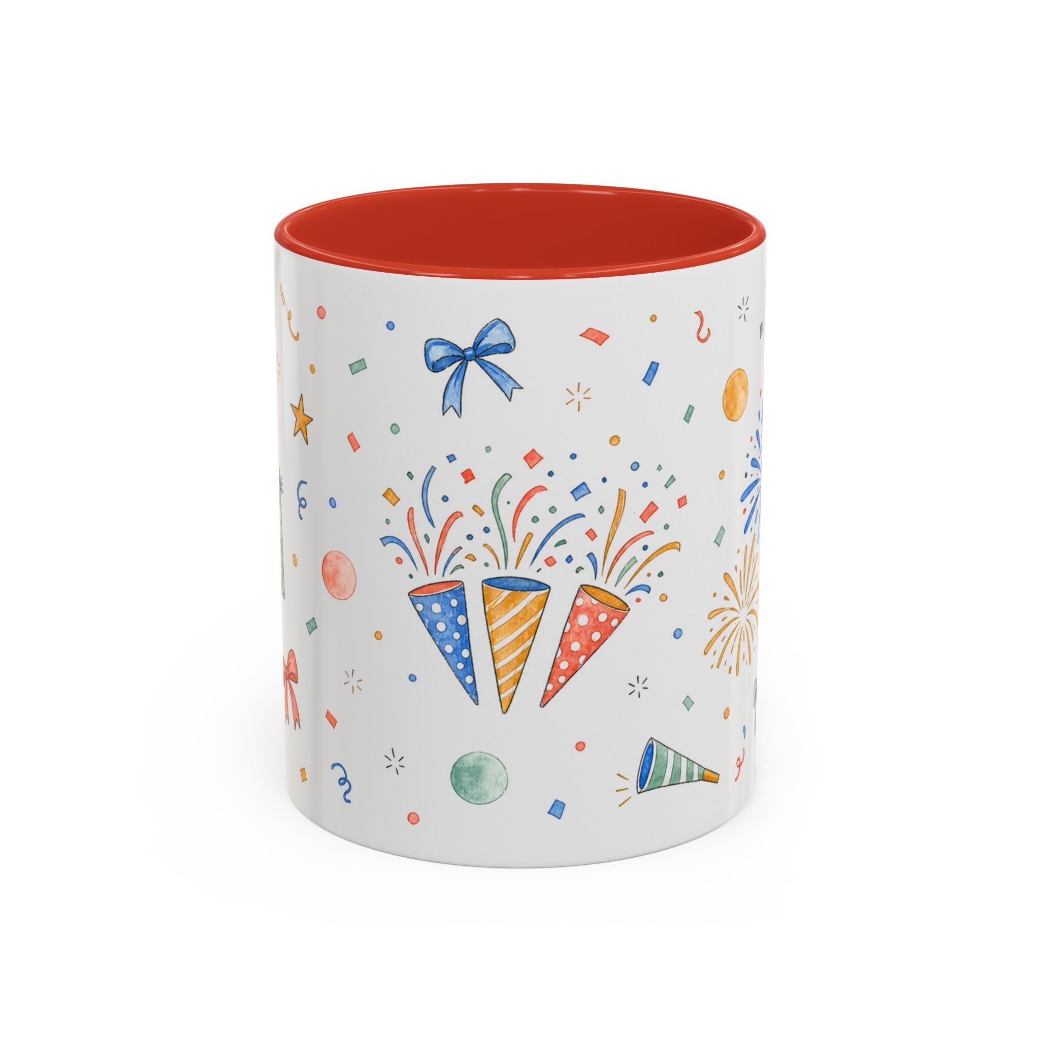 New Year Confetti Mug | Party Popper Watercolor Celebration Gift | Accent Cup 11oz 15oz