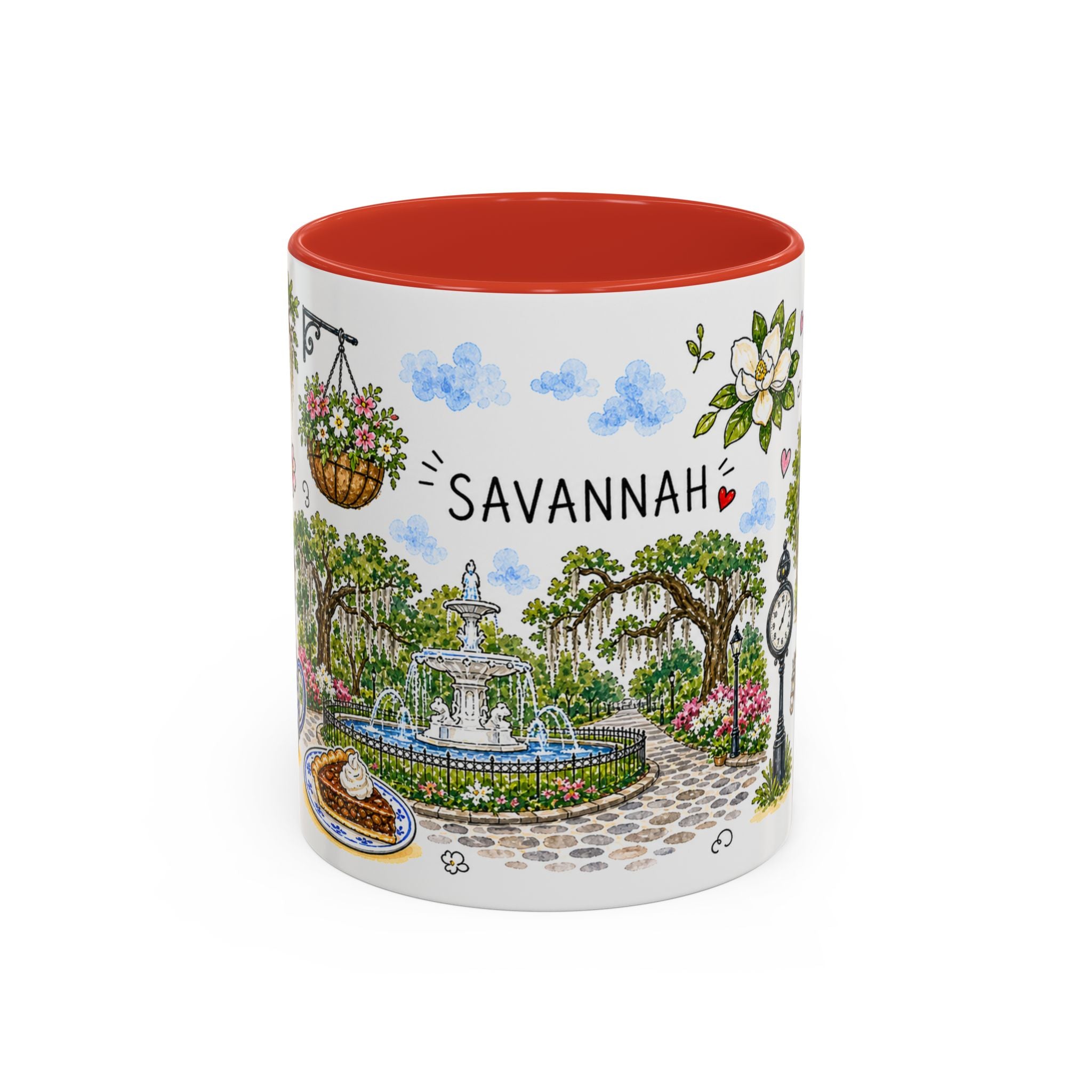 Savannah Illustrated Travel Mug | City Souvenir Accent Coffee Mug | 11oz 15oz Ceramic Cup
